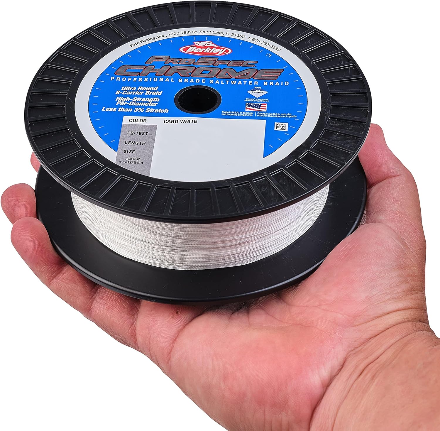 Berkley ProSpec Chrome Premium Saltwater Braid Fishing Line - 50lb Test, 500 Yards, Cabo White - Ideal for Offshore, Surf, and Deep Sea Fishing