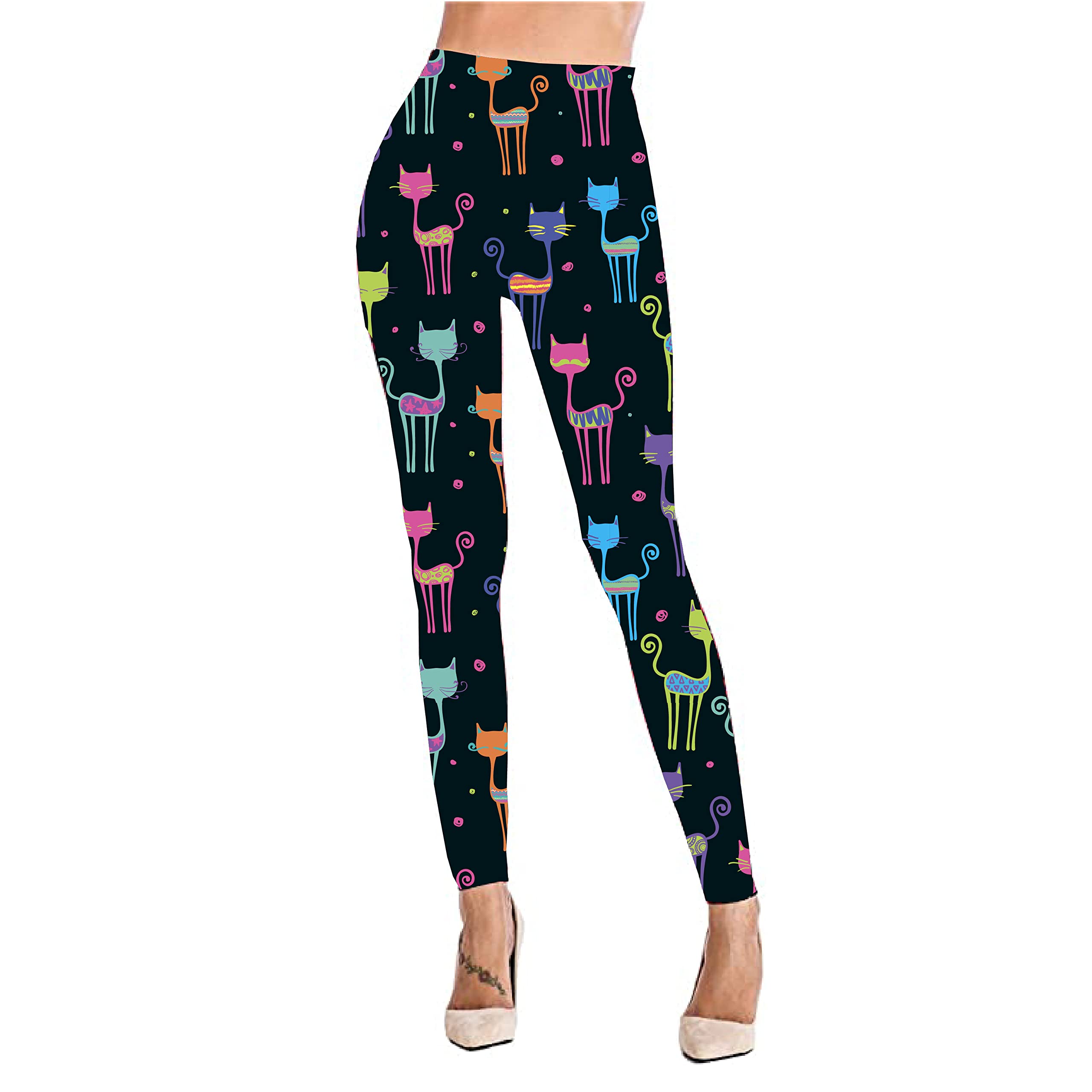 Rantanto Soft Cat Kitten Meow Funny Women's Leggings - Comfortable Stretchy Yoga Pants for Casual Wear, Workout & Lounge