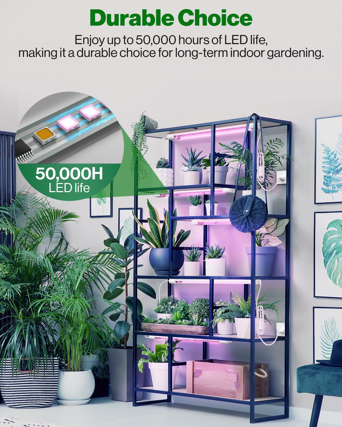 Sunco 8 Pack 2ft LED Grow Light - 20W Full Spectrum Plant Light for Seed Starting, Seedlings & Indoor Plants - Linkable Up to 8 Fixtures with Inline Switch (ETL Certified) - Perfect for Hydroponics, Greenhouses & Home Gardening