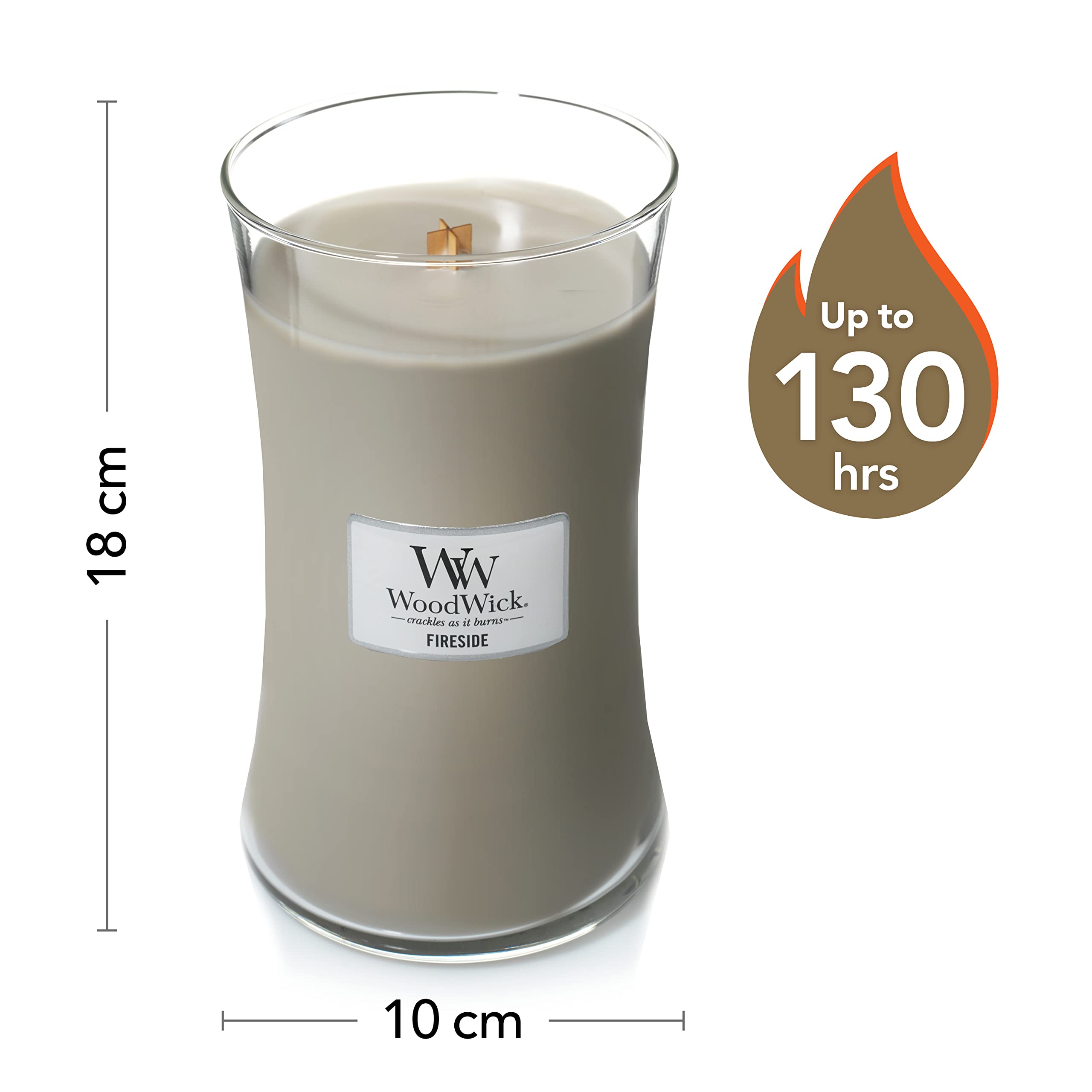 WoodWick Scented Candle with Crackling Wick - Fireside Large Hourglass Candle, Long Lasting 130 Hours Burn Time, Natural Soy Wax, Christmas Gift for Women - Perfect for Relaxation, Home Decor & Cozy Evenings by the Fireplace