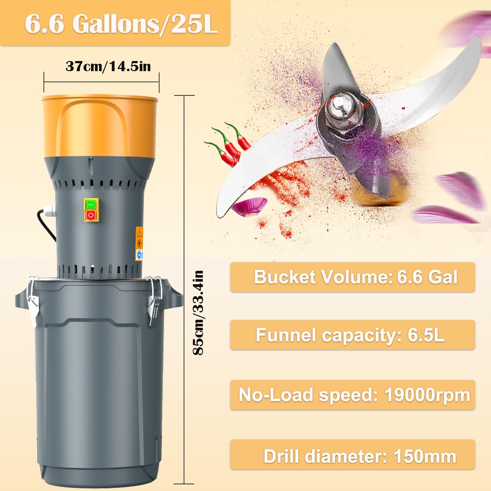 DETODDA 25L Electric Grain Mill Corn Grinder - Agricultural Grain Grinding Machine for Corn, Wheat, Feed & Flour - 5 Sizes Grinder Sieves + 1 Key - Perfect for Home Use, Farm Grain Processing & Animal Feed Preparation