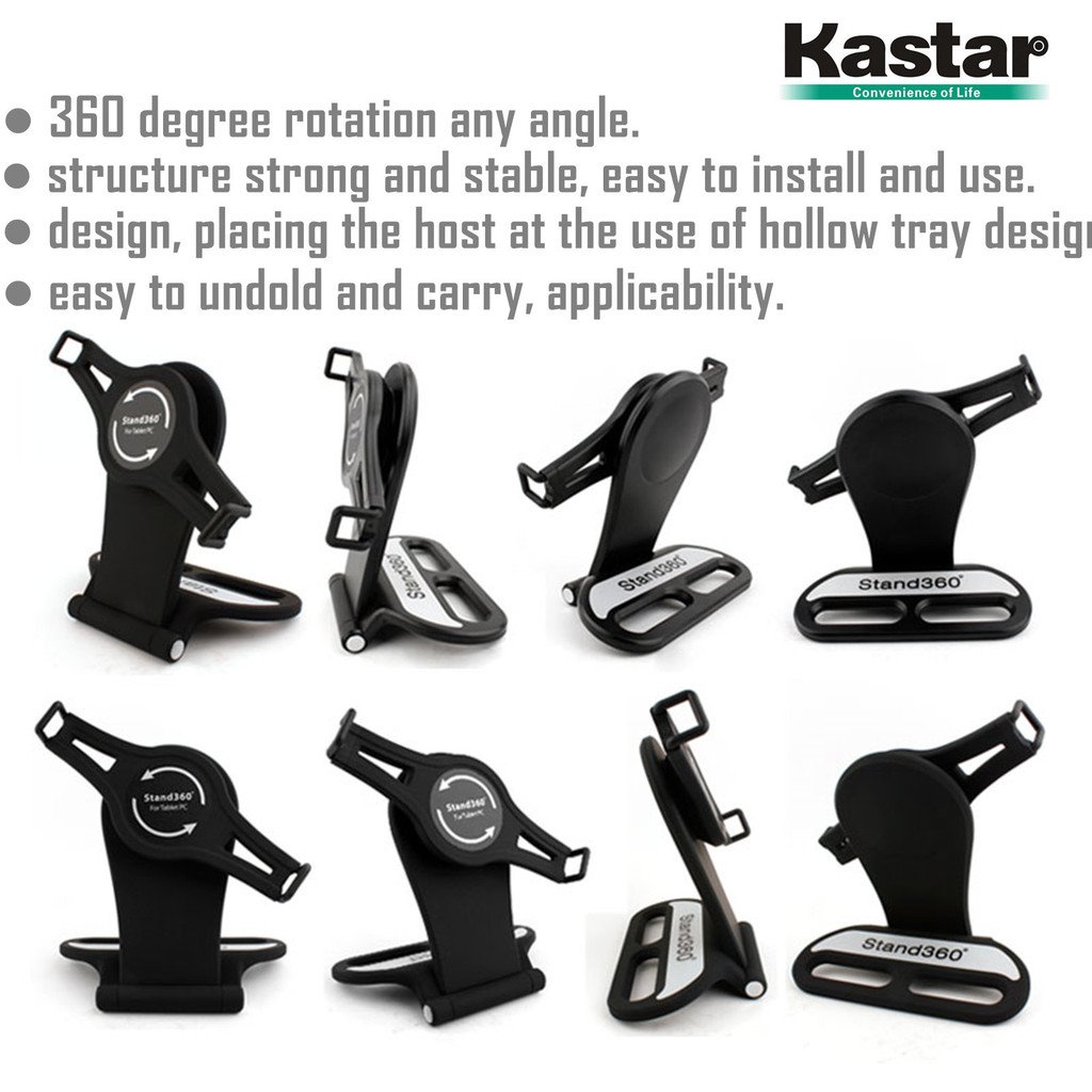 Kastar 360° Swivel Rotating Tablet Stand Holder with Collapsible Base - Universal Adjustable Desktop Stand for iPad 1/2/3/4, iPad Mini, iPad Air, Samsung Galaxy & 7-10 Inch Tablets (White) | Perfect for Home Office, Bedroom, Kitchen & Travel Use