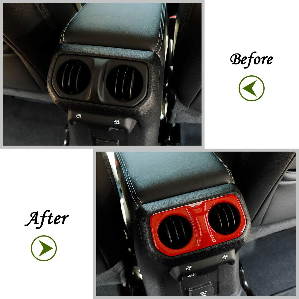 2018-2022 Jeep Wrangler JL & Gladiator JT Rear AC Vent Cover Trim - Red Interior Accessories for Sahara, Sport, Rubicon Models | Upgrade Your Jeep's Cabin Comfort & Style