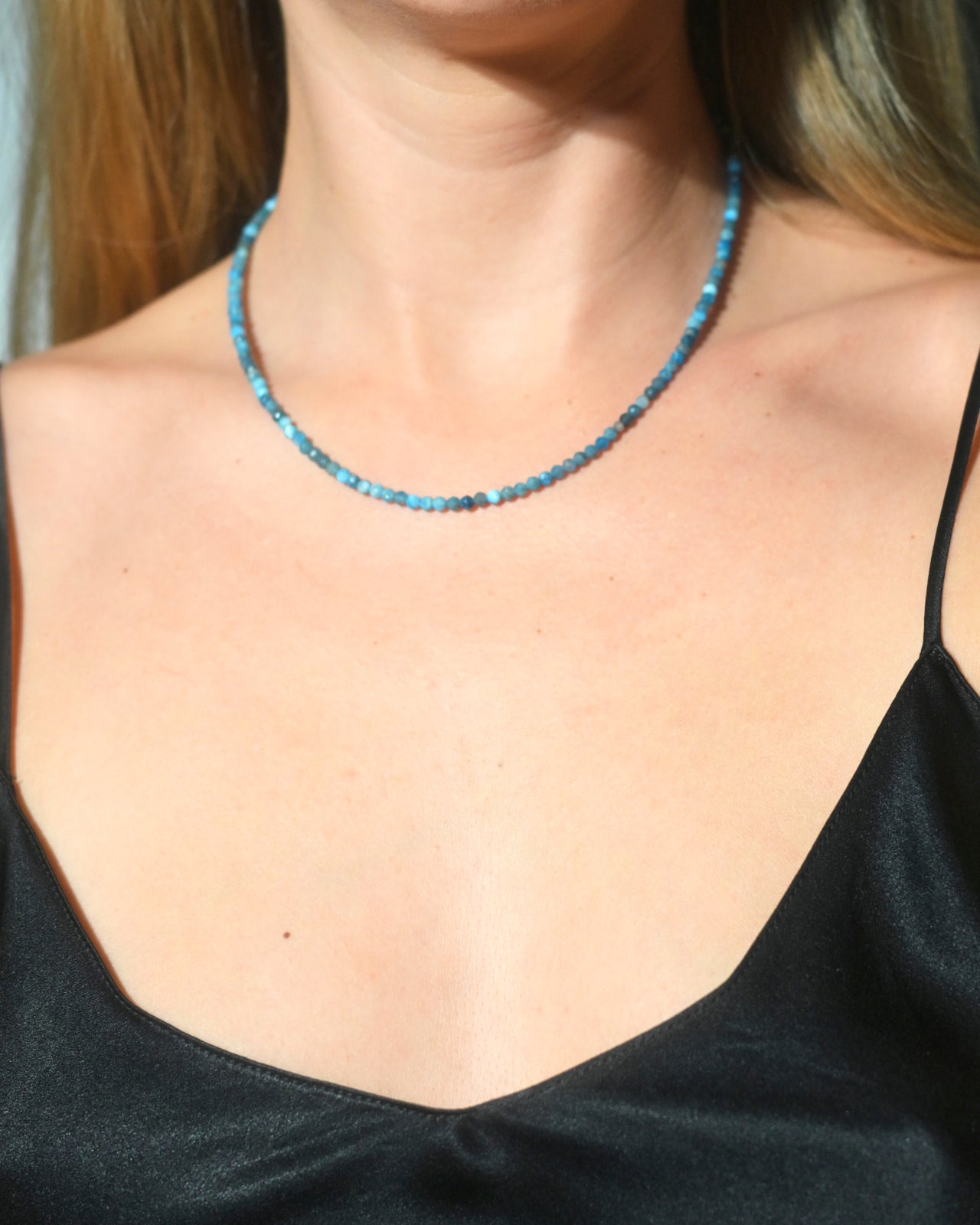 Blue Apatite Necklace for Women - Healing Crystal Jewelry for Chakra Balancing & Positive Energy - Perfect for Meditation, Yoga & Spiritual Gifts