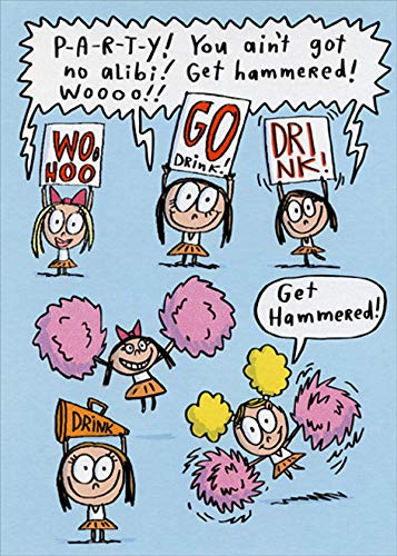 Funny Cheerleader Birthday Card for Women - Humorous Feminine Greeting Card with 'Go Drink' Design - Perfect for Parties, Girls' Night Out & Celebrations
