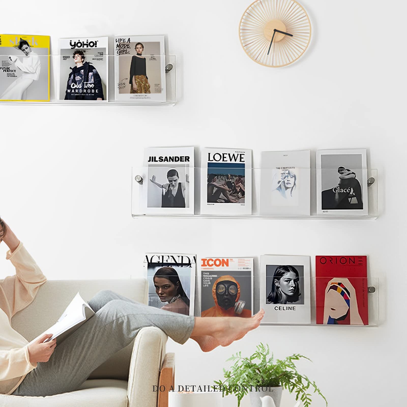 2-Pack Acrylic Magazine & Vinyl Record Wall Mounted Floating Bookshelves - Modern Wall Decor for Nursery, Living Room, Office & Waiting Room - Perfect for Organizing Books, Magazines and Records