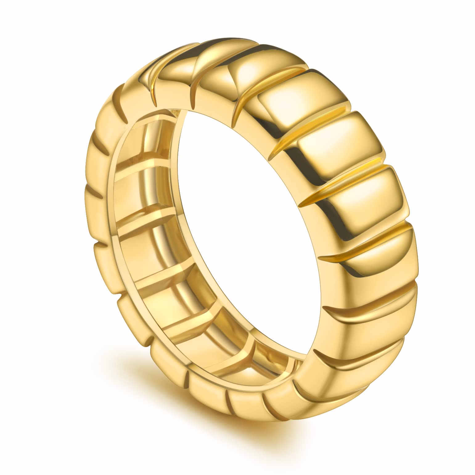18K Gold Plated Daisy Bloom Ring for Women - Elegant Croissant Dome & Chunky Unisex Band Ring Set | Perfect for Weddings, Anniversaries, and Everyday Fashion Accessories