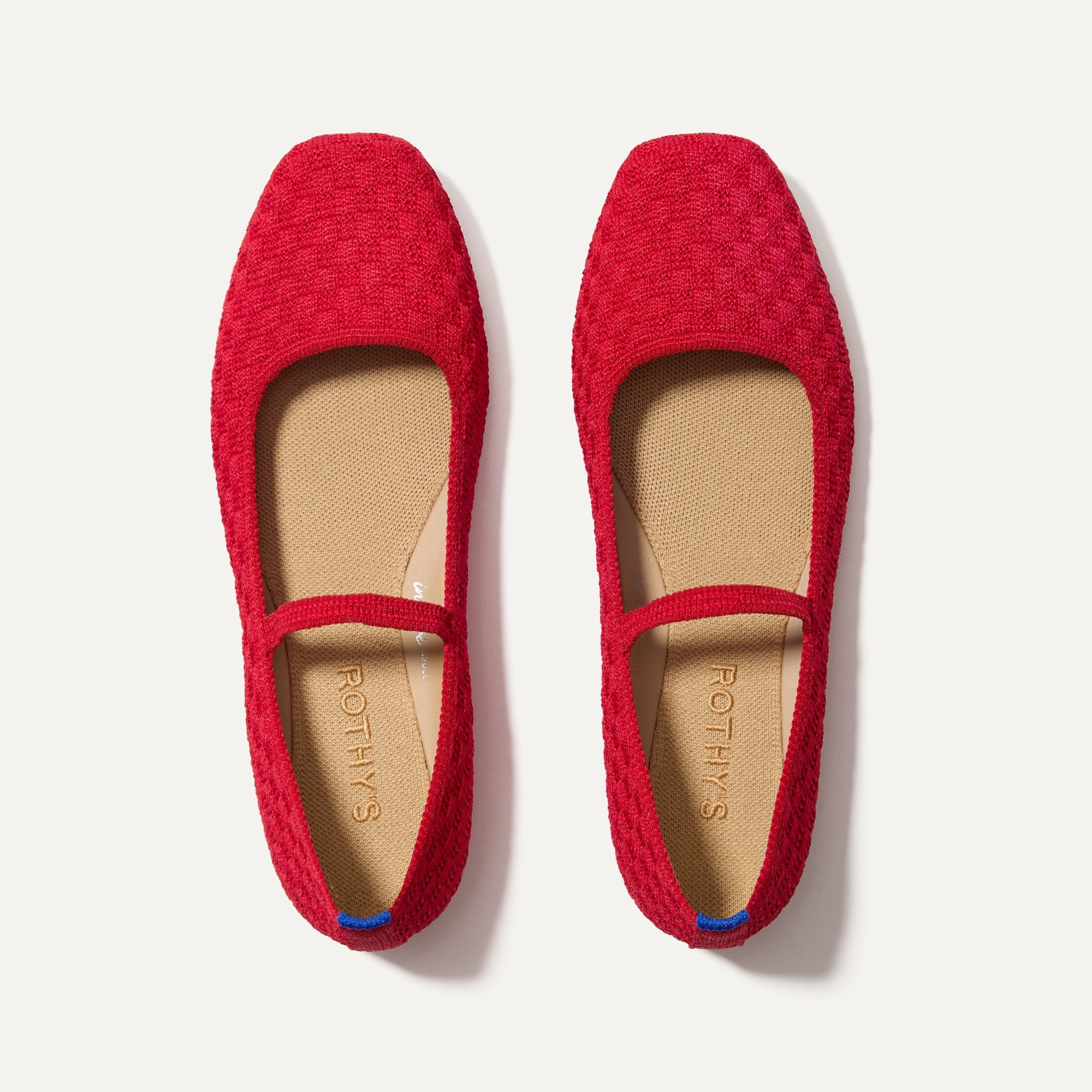 Max Square Mary Jane Shoes - Red Crisp Basketweave Flats for Women | Comfortable & Stylish for Work, Office & Casual Outfits