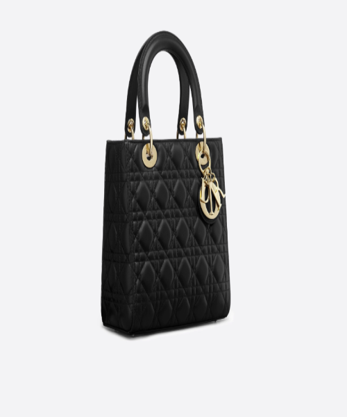 Lady Dior Lambskin Handbag in Black | Luxury Designer Shoulder Bag for Women | Perfect for Evening Parties & Special Occasions
