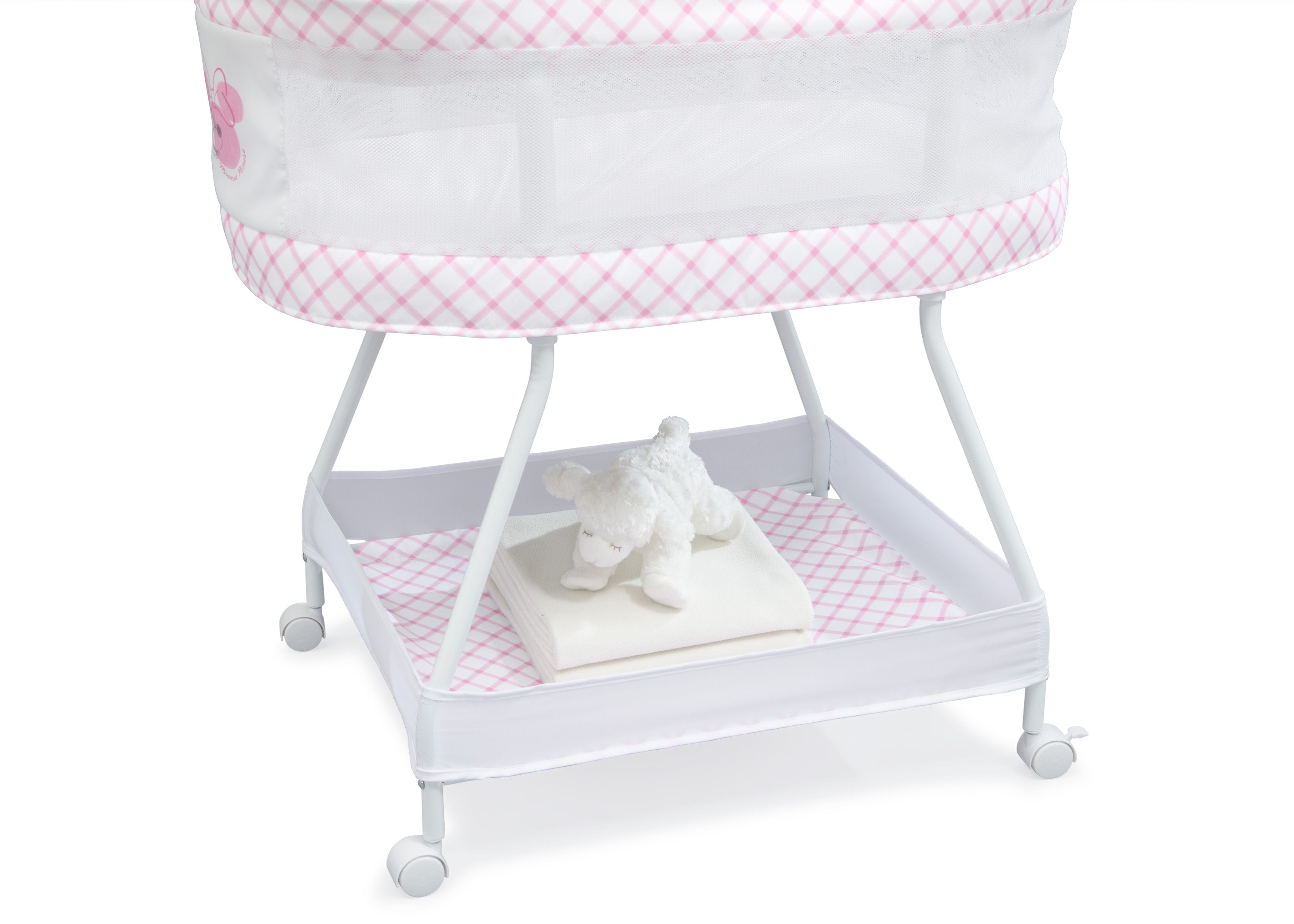 Minnie Mouse Sweet Dreams Bassinet for Baby Girls - Disney Nursery Crib with Canopy & Storage - Perfect for Newborns & Infants - Ideal for Bedrooms, Daycare & Travel