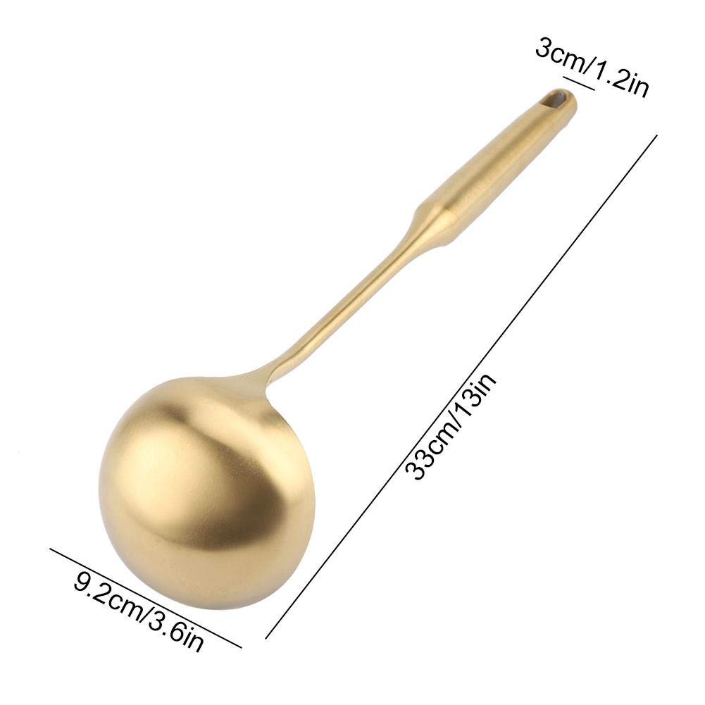 Stainless Steel Soup Ladle - Heat Resistant Kitchen Cooking Spoon with Hollow Handle (Gold) - Perfect for Serving Soups, Stews, and Sauces