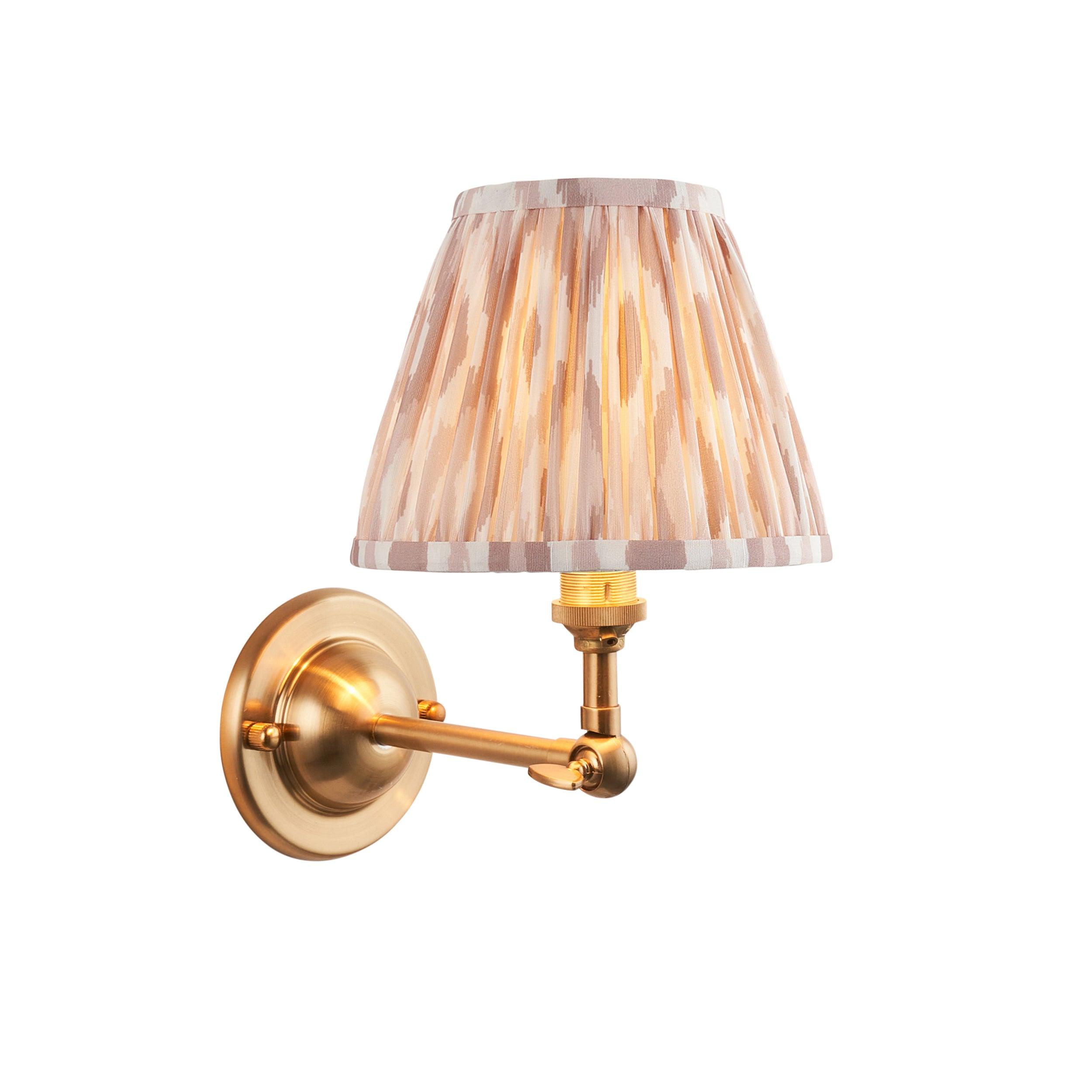 Vintage Dome Wing Brass Wall Light with Ikat 16cm Neutral Shade - Perfect for Bedroom, Living Room & Hallway Lighting
