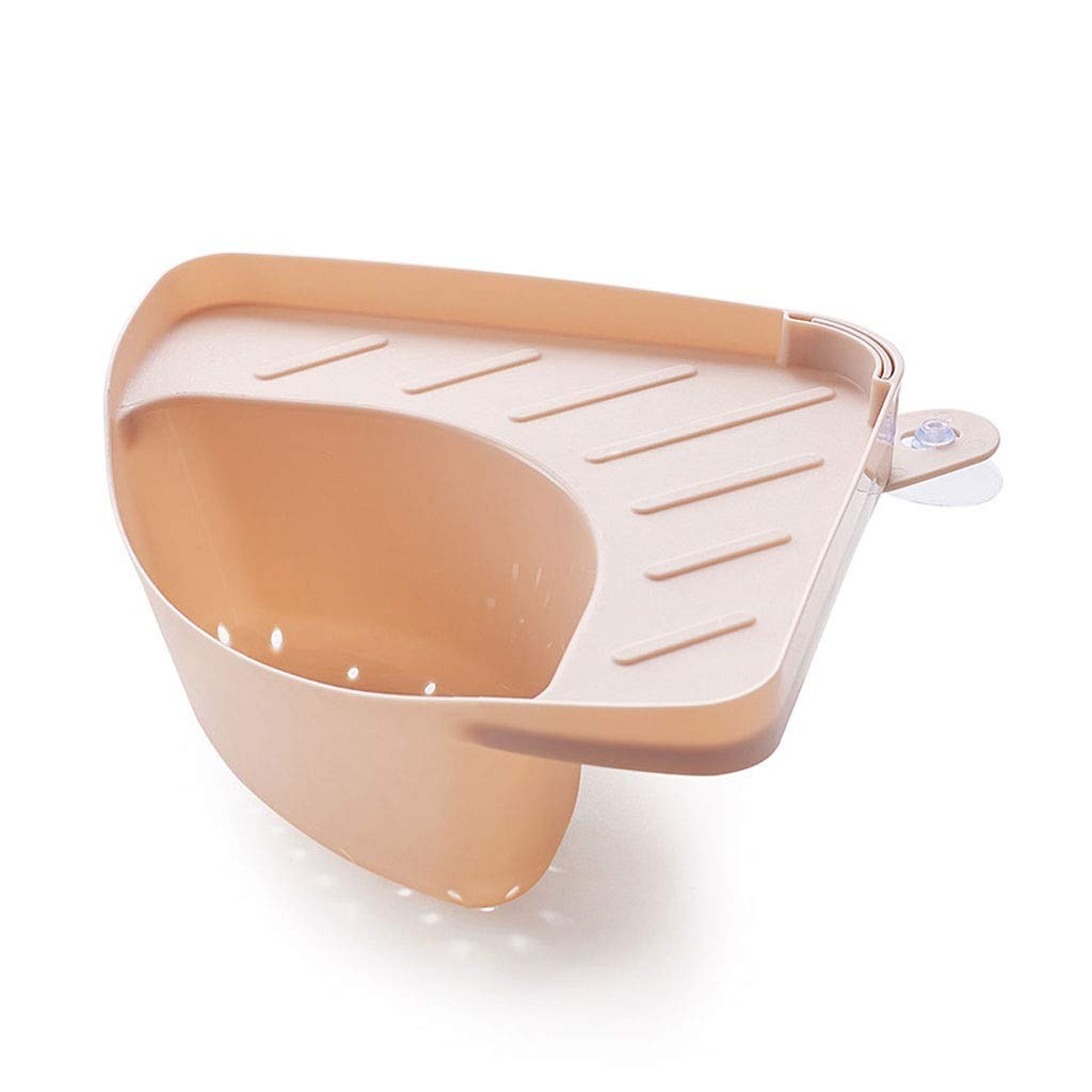 **Pink Triangular Kitchen Sink Strainer Basket with Suction Cups - Durable Colander & Drain Filter for Kitchen, Bathroom, Soap Storage - Perfect for Washing Fruits, Draining Pasta & Organizing Small Items**