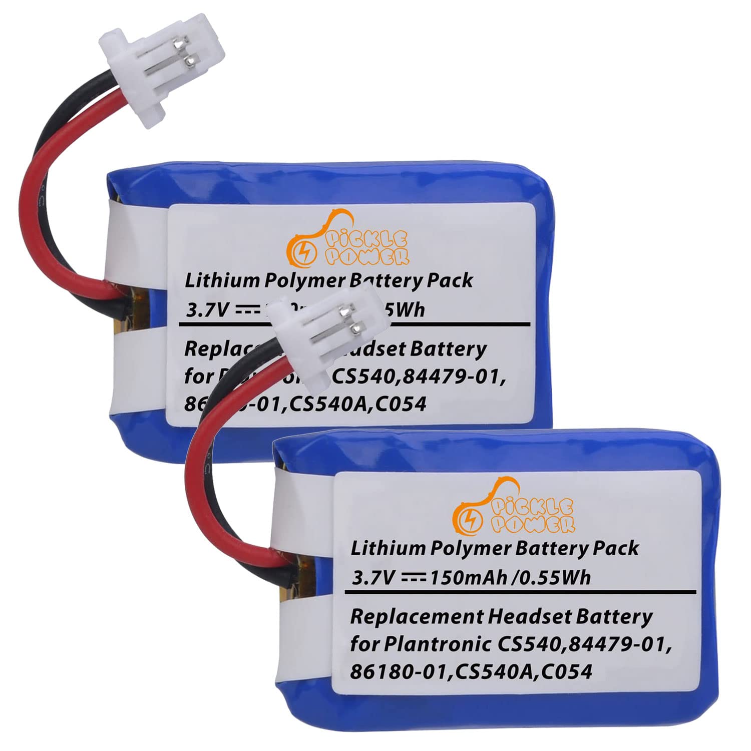 Plantronics CS540 CS540A C054 Wireless Headset Replacement Battery - 2 Pack (84479-01, 86180-01) | Long-Lasting Power for Office Headsets | Compatible with Plantronics CS540 Series Headsets for Business Calls & Conference Meetings