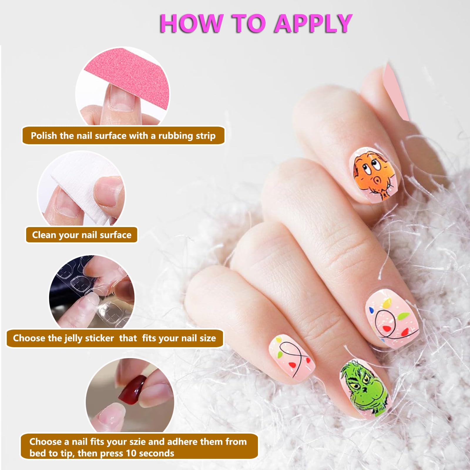 24pcs Christmas Press on Nails - Grinch Design Acrylic Fake Nails for Women, Medium Length Full Cover False Nails, Holiday Manicure Set for Parties & Gift Giving | Perfect for Christmas Celebrations, Winter Nail Art & Festive Occasions