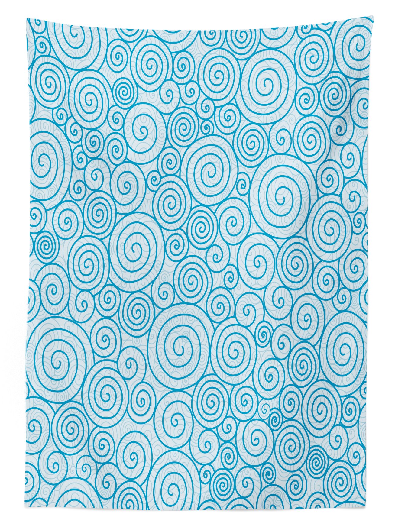 Ambesonne Blue and White Outdoor Tablecloth - Abstract Ocean Swirls Hand-Drawn Design, Waterproof Washable Picnic Table Cover 58x120 Inches - Perfect for Beach Parties, BBQs, and Outdoor Dining