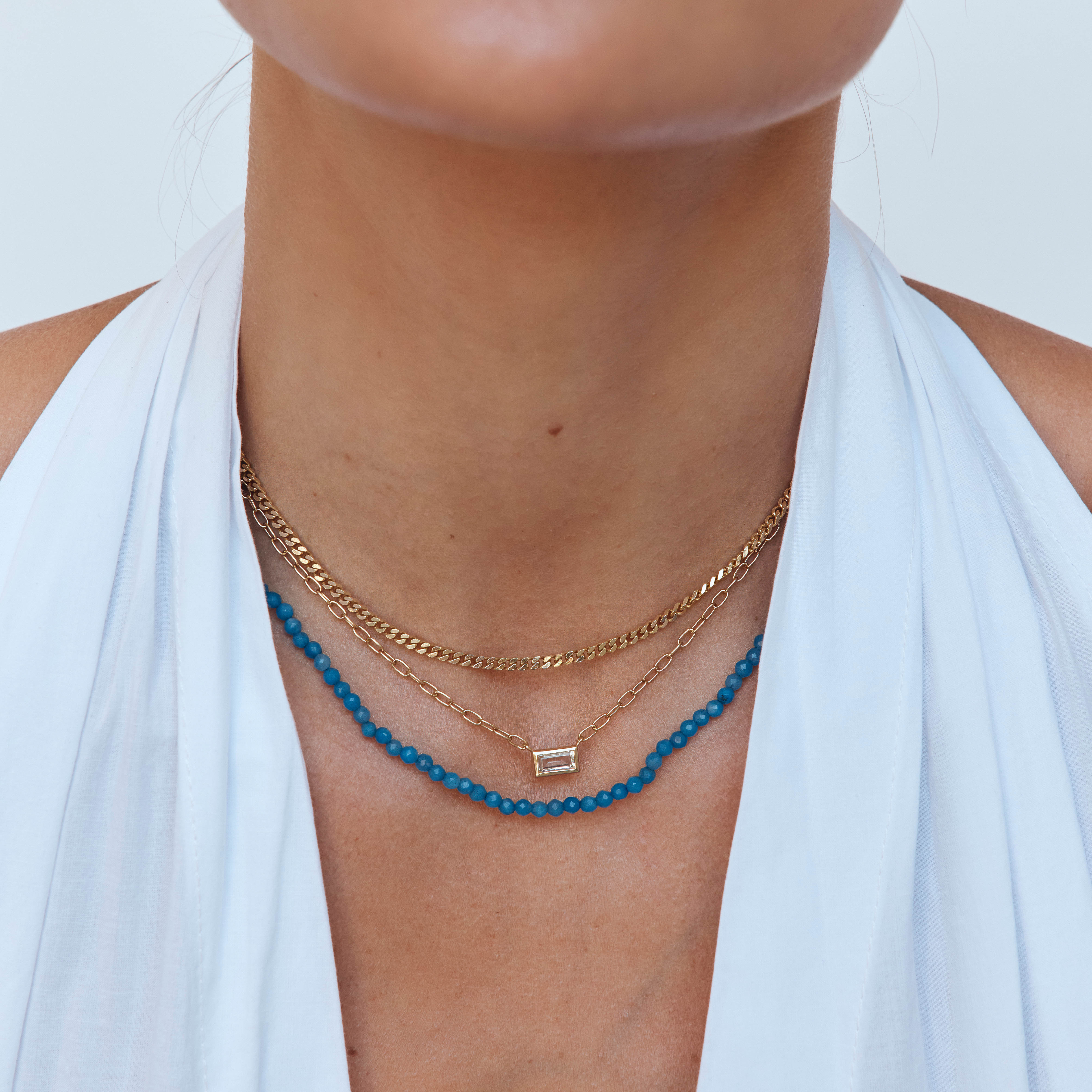 Micro Blue Agate Bead Necklace in Gold - Elegant Healing Crystal Jewelry for Women, Perfect for Meditation, Yoga & Spiritual Gifts