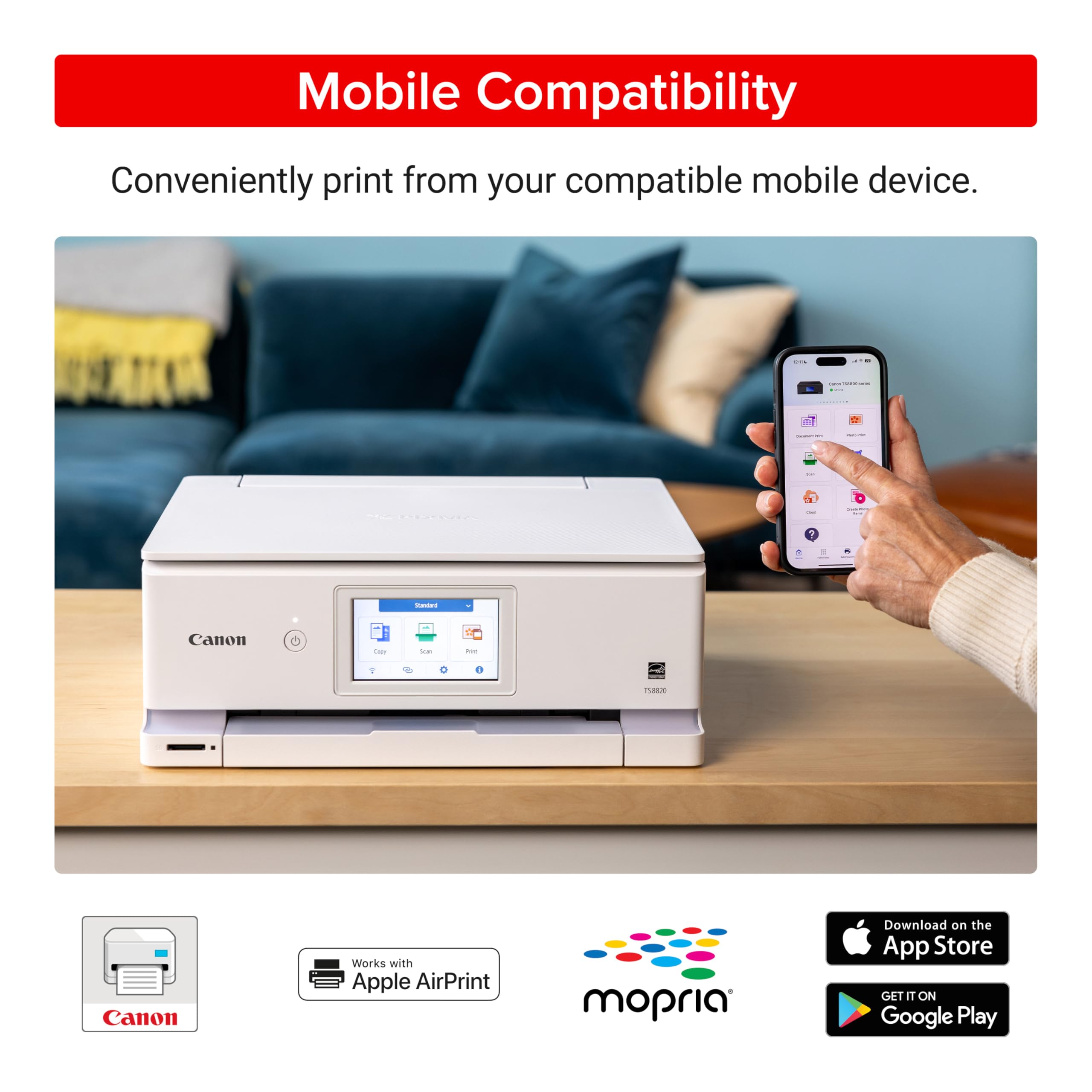 Canon PIXMA TS8820 Wireless All-in-One Photo Printer with Scanner & Copier - High-Quality Home Printing for Photos, Documents | Perfect for Family Photos, Home Office & Craft Projects