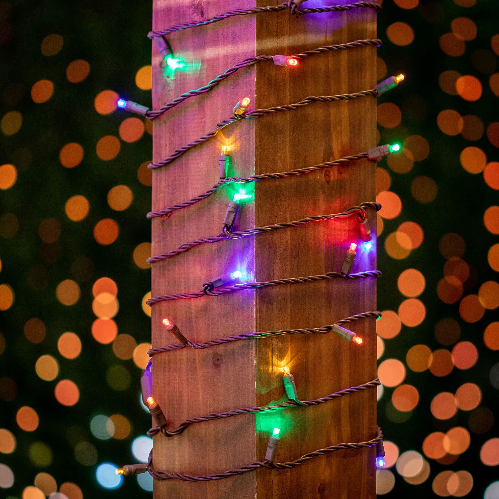 50 LED Christmas Mini Light Set - 25ft Brown Wire Outdoor String Lights for Patio, Party & Holiday Decor - Waterproof & Energy Efficient