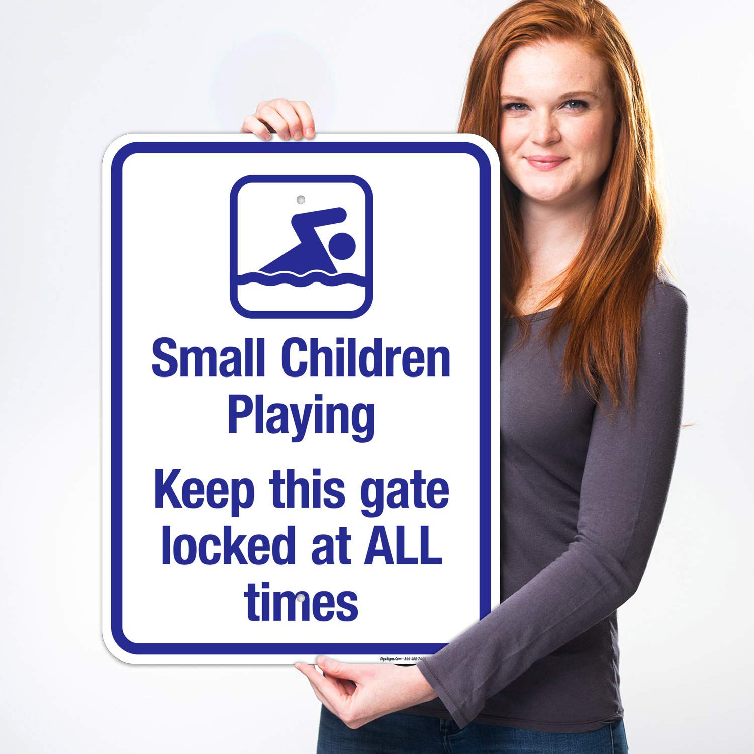 Child Safety Sign - Keep This Gate Locked at All Times - 18x24 Inch Rust-Free Aluminum Pool Warning Sign - Fade Resistant for Indoor/Outdoor Use - Made in USA by Sigo Signs - Perfect for Backyard Pools, Play Areas & Childproofing Homes