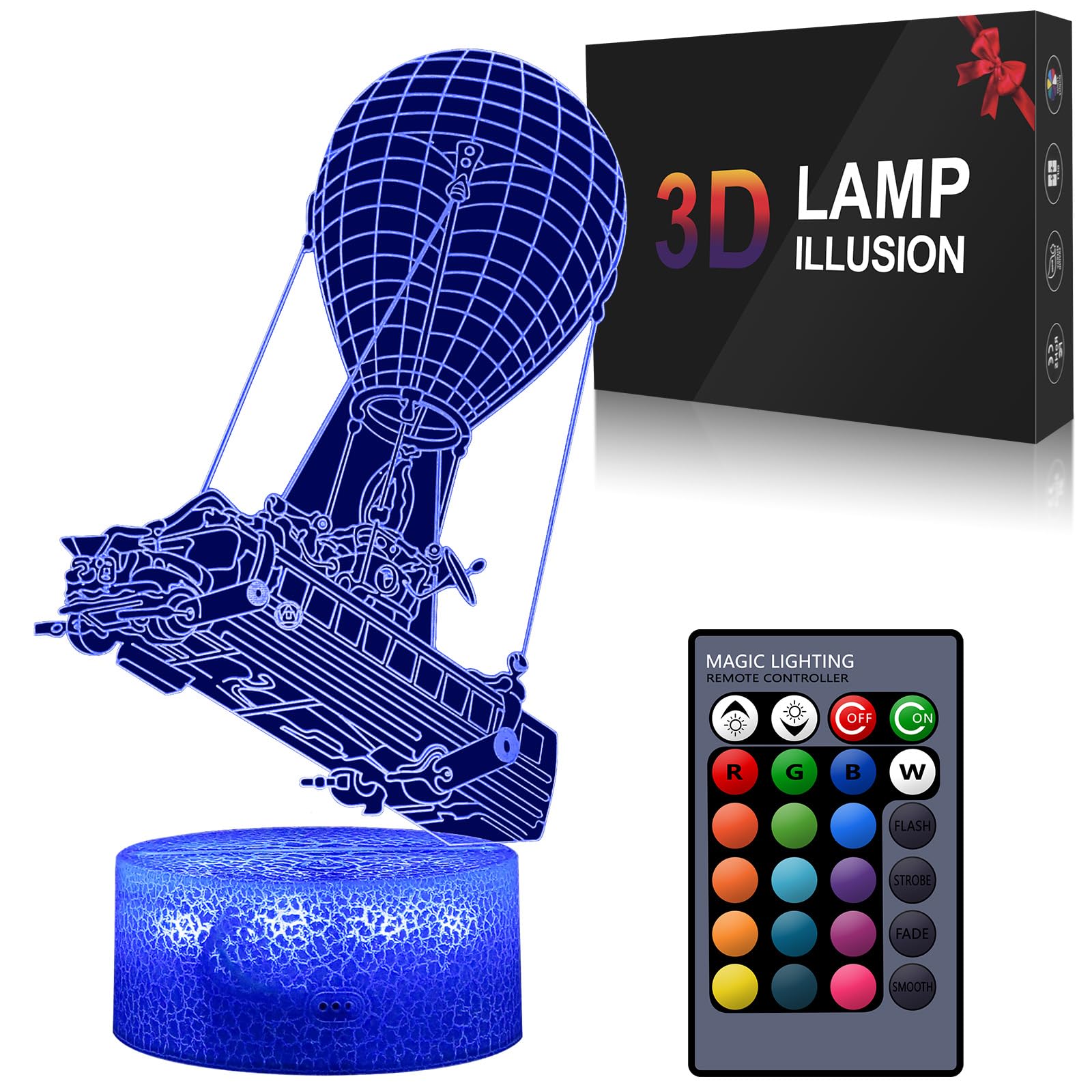 3D LED Battle Bus Night Light Lamp - Remote Control, 16 Colors, Game Room Decor for Boys, Girls & Teens | Perfect for Gaming Setups, Bedrooms, Birthday & Christmas Gifts