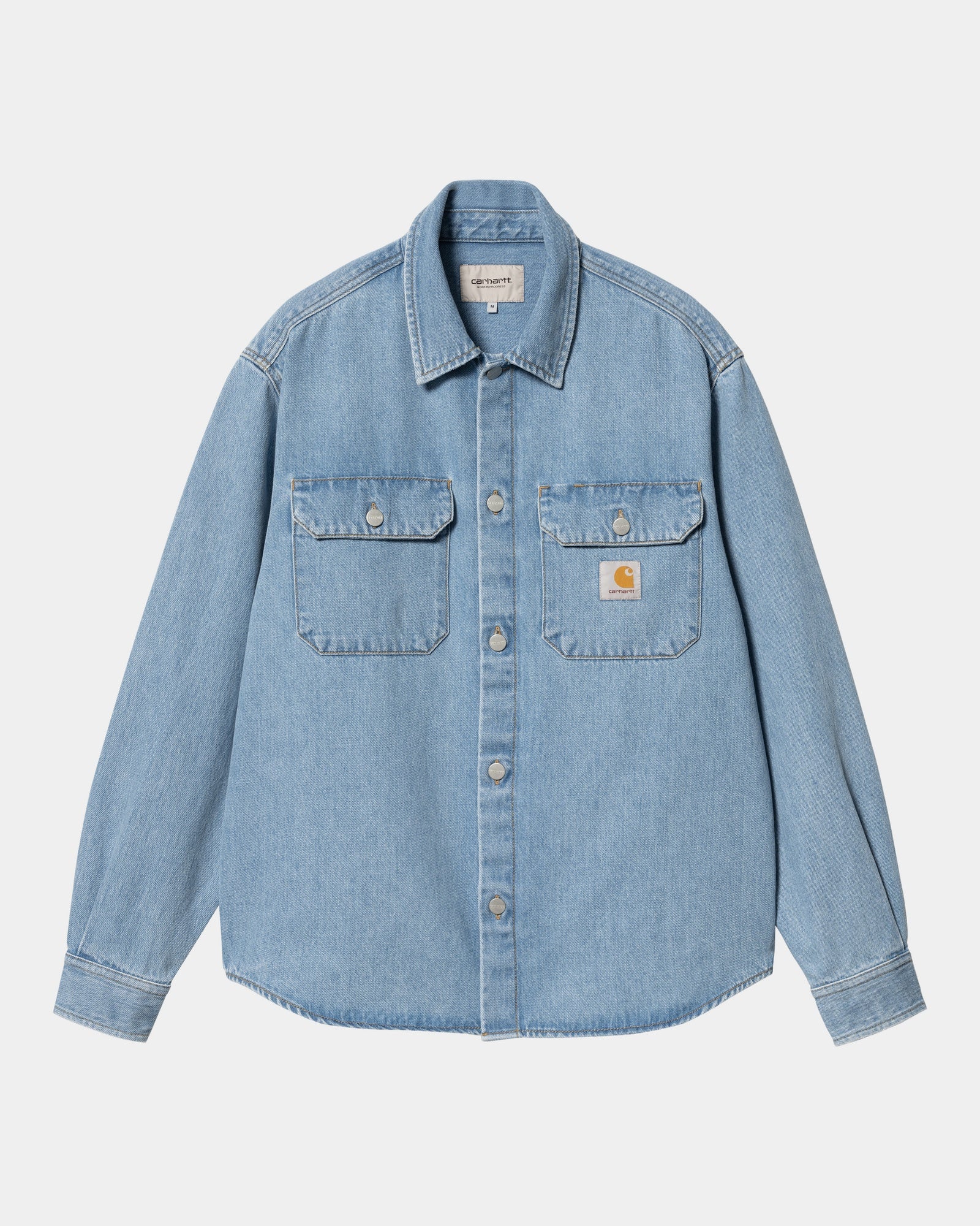 Harvey Shirt Jacket for Men - Stone Bleached Blue Denim Shacket | Casual Outerwear for Fall & Spring | Perfect for Layering, Weekend Outings and Streetwear Fashion