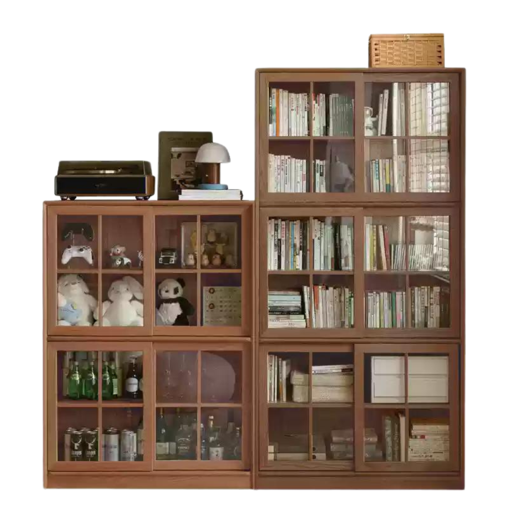 78.7x13.7x78.7 inch / 200x35x200cm / Walnut color / oak high combined bookcase