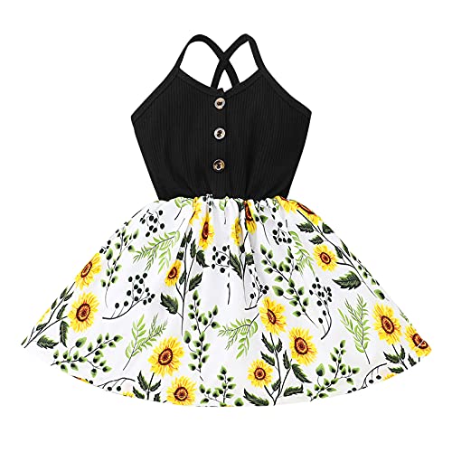 Princess Floral Ribbed Suspender Dress for Baby Girls - Toddler Party Outfit, Teal Blue Kids Dress for Birthday, Photo Shoot & Special Occasions