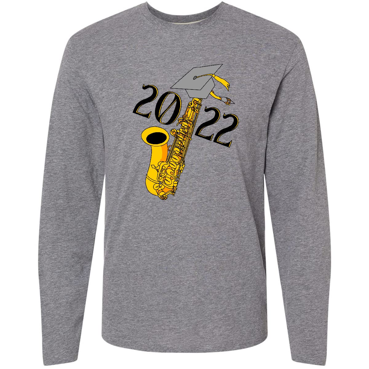 Inktastic Saxophone 2022 Graduation Long Sleeve T-Shirt - Music Lover Gift, Band Tee for Sax Players - Perfect for Concerts, School Events & Graduation Parties