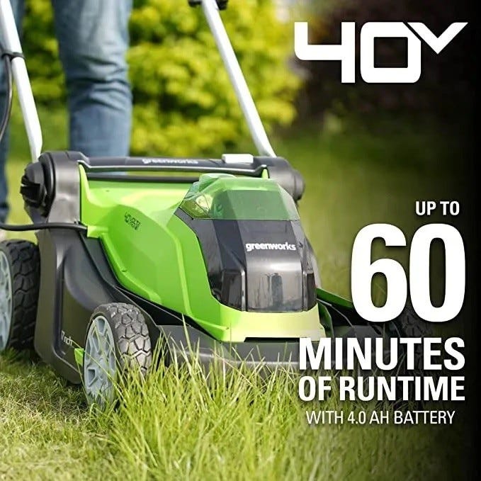 40V 17-Inch Cordless Lawn Mower, 13-Inch String Trimmer & 390 CFM Blower Combo Kit with 4.0Ah Battery & Fast Charger - Perfect for Small to Medium Yards, Lawn Care, and Landscaping Maintenance