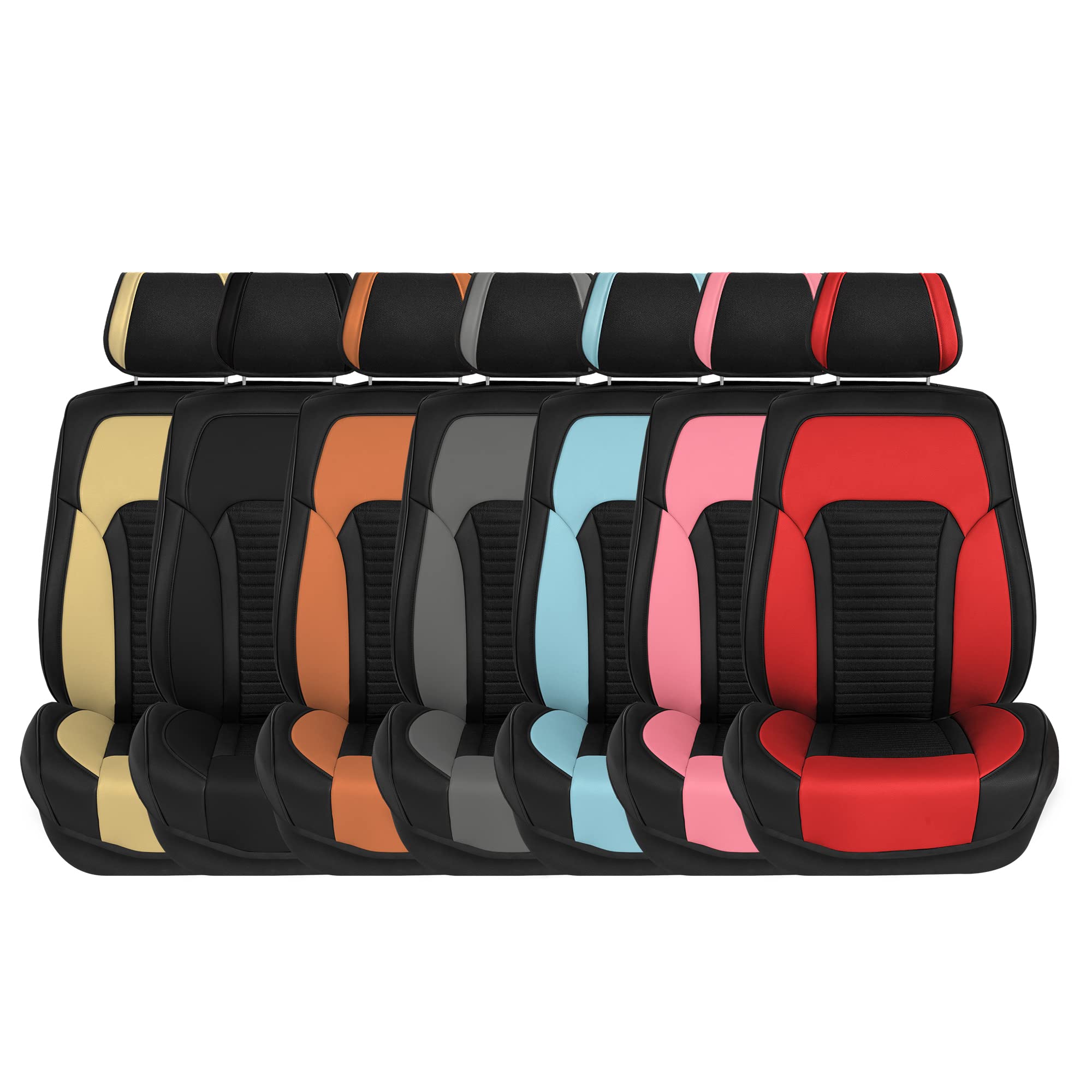 Premium Faux Leather Car Seat Covers - Universal Fit Low Back Design for Sedans & SUVs | Airbag Compatible | Red Color | Perfect for Commuting, Road Trips & Car Interior Protection