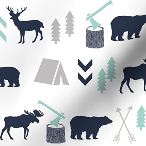 Woodland Forest Animal Boho Camping Print Minky Fabric - Soft Plush Fat Quarter for Baby Blankets, Quilt Backing & Sewing Projects - Perfect for Nursery Decor, DIY Crafts & Cozy Home Accessories