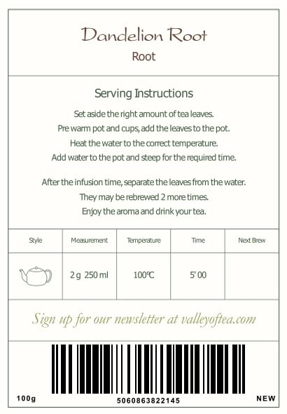 Organic Dandelion Root Tea - Taraxacum Officinale Herbal Tea for Detox & Digestion | Natural Liver Cleanse & Wellness Support | Perfect for Morning Rituals & Relaxation