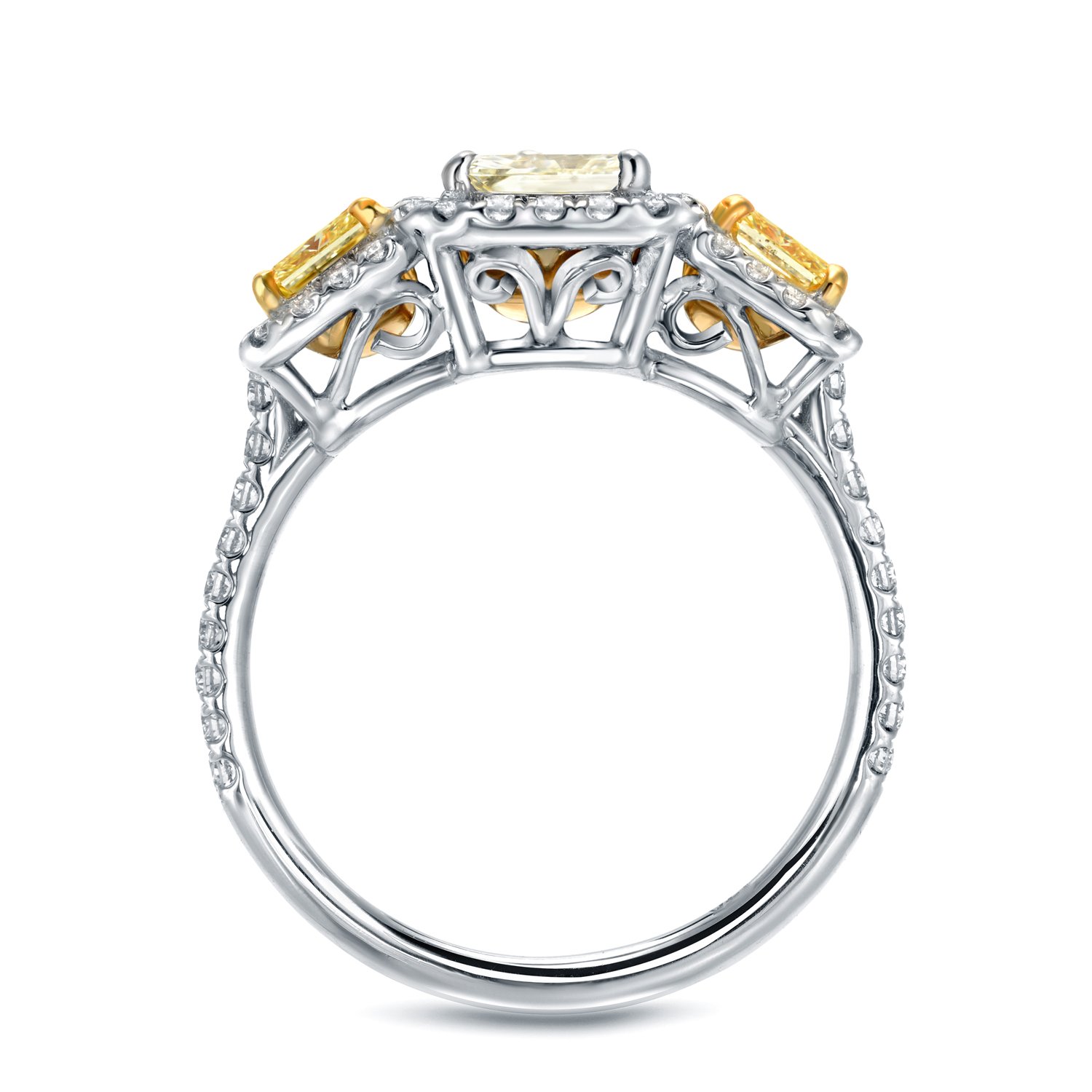14K White Gold Radiant-Cut 3-Stone Halo Diamond Engagement Ring (2 Carat Total Weight, L-M Color, SI1-SI2 Clarity) - Perfect for Proposals, Anniversaries & Bridal Jewelry