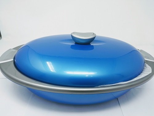 INDIT Oval Glass 2400ML Food Storage Container - Airtight Lid, Microwave & Dishwasher Safe - Perfect for Meal Prep, Leftovers & Refrigerator Organization (Blue)