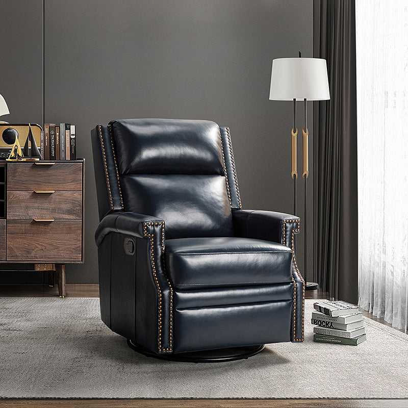 Canace Modern Genuine Leather Manual Glider Rocker Recliner Chair - Comfortable Swivel Lounge Chair for Living Room, Nursery, and Office Relaxation