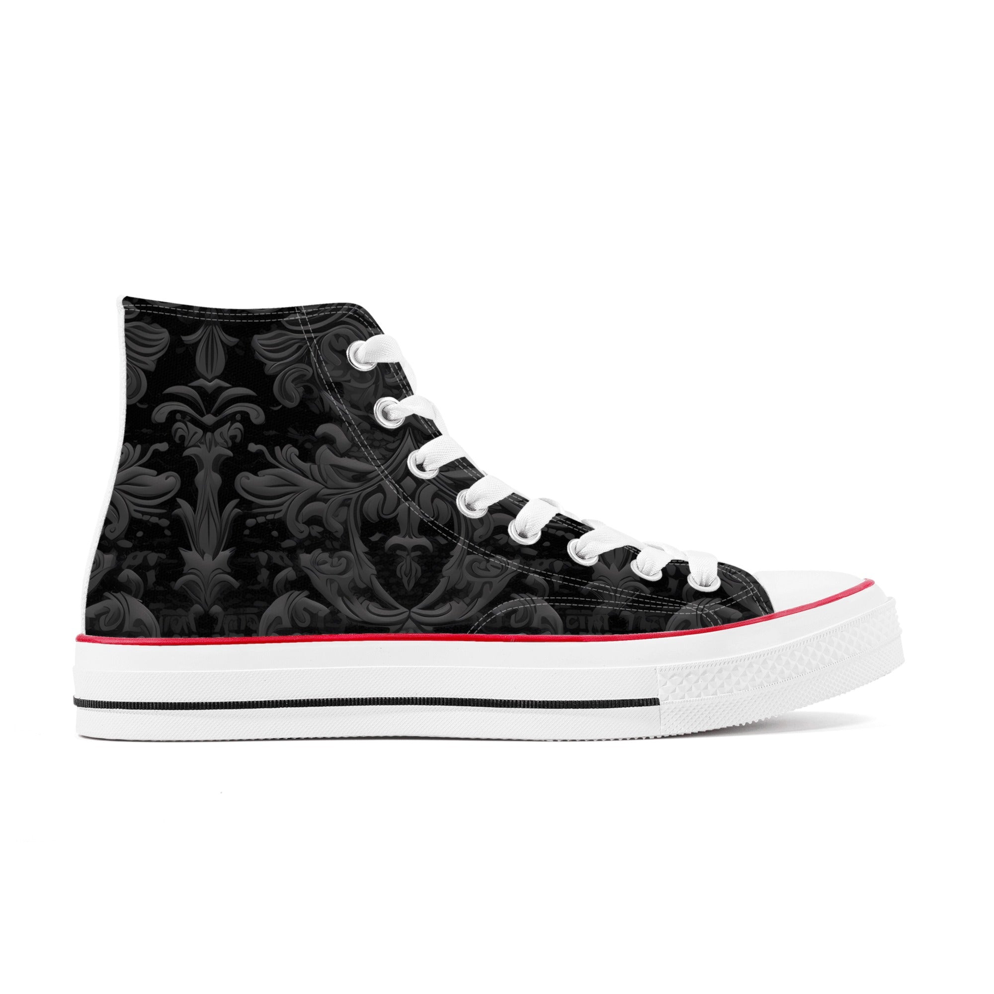 Gothic High Top Canvas Shoes for Women - Stylish Gray and Black Sneakers for Casual Wear, Street Fashion, and Gothic Outfits