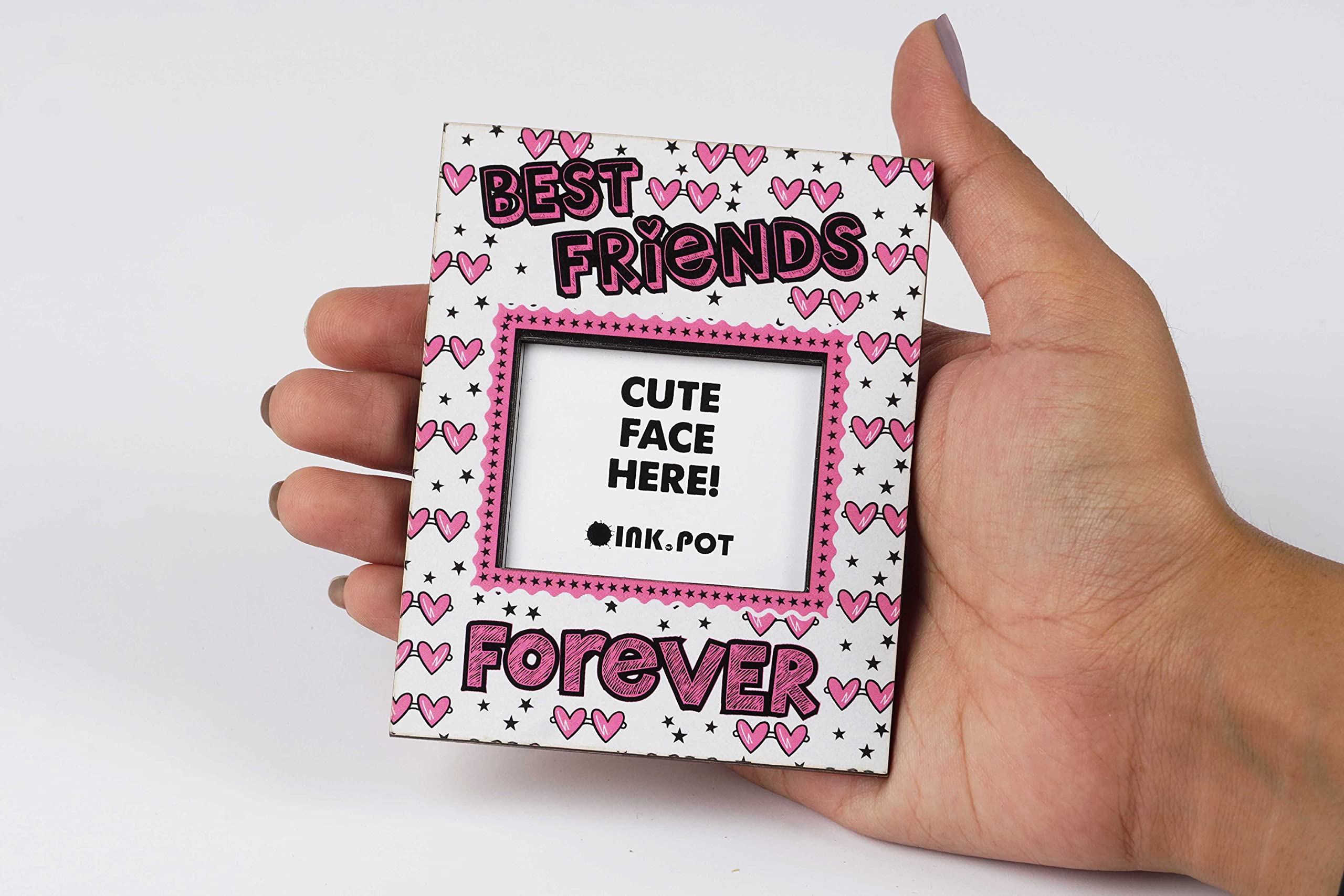 Best Friends Forever Photo Magnet Frame - Refrigerator Magnetic Photo Frames - Mini Picture Frames - Perfect Gift for Friends & BFFs (10x8cm) - Ideal for Kitchens, Offices & Dorm Decor