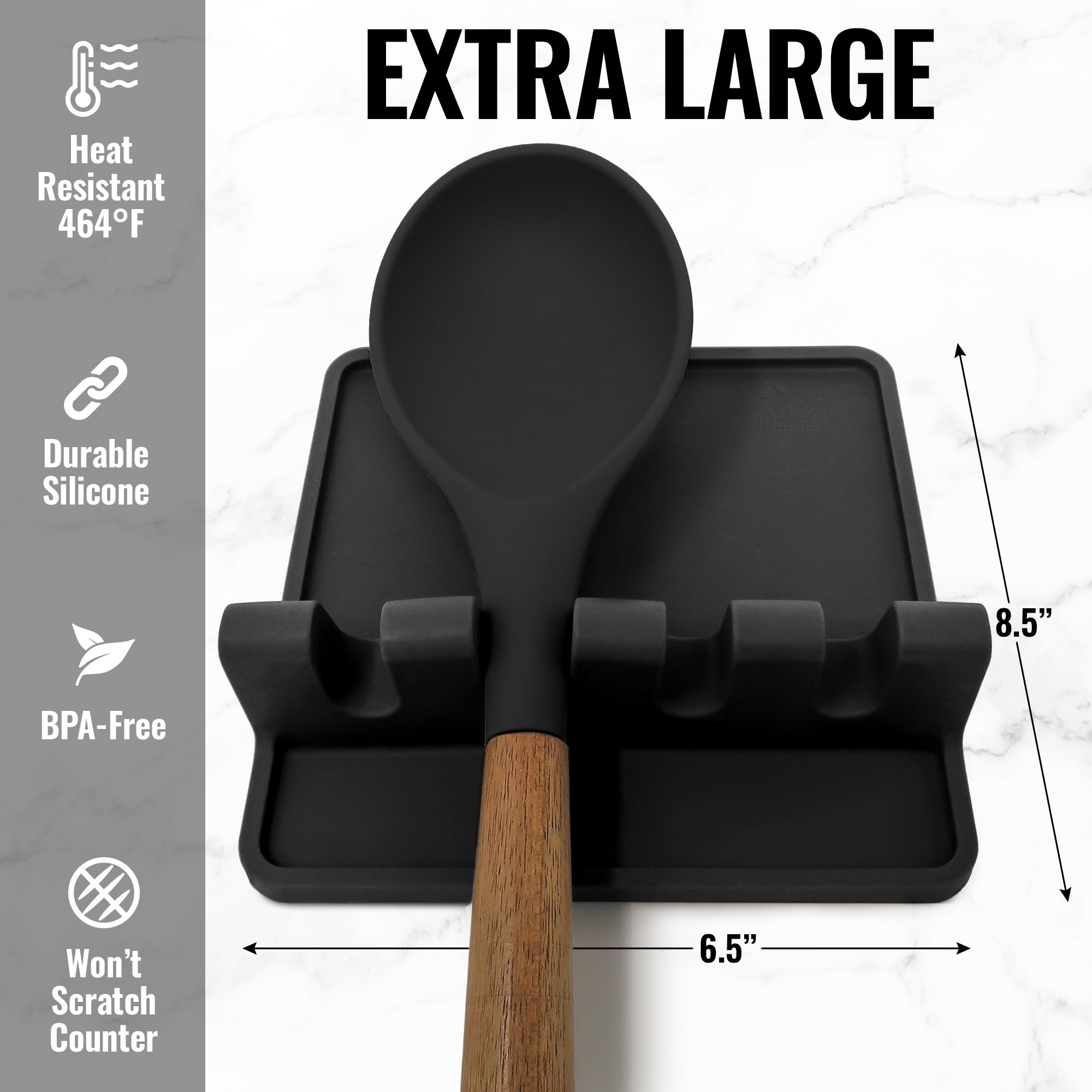 Zulay Large Silicone Utensil Rest - Heat-Resistant Spoon Holder for Stove Top - BPA-Free Kitchen Organizer for Cooking