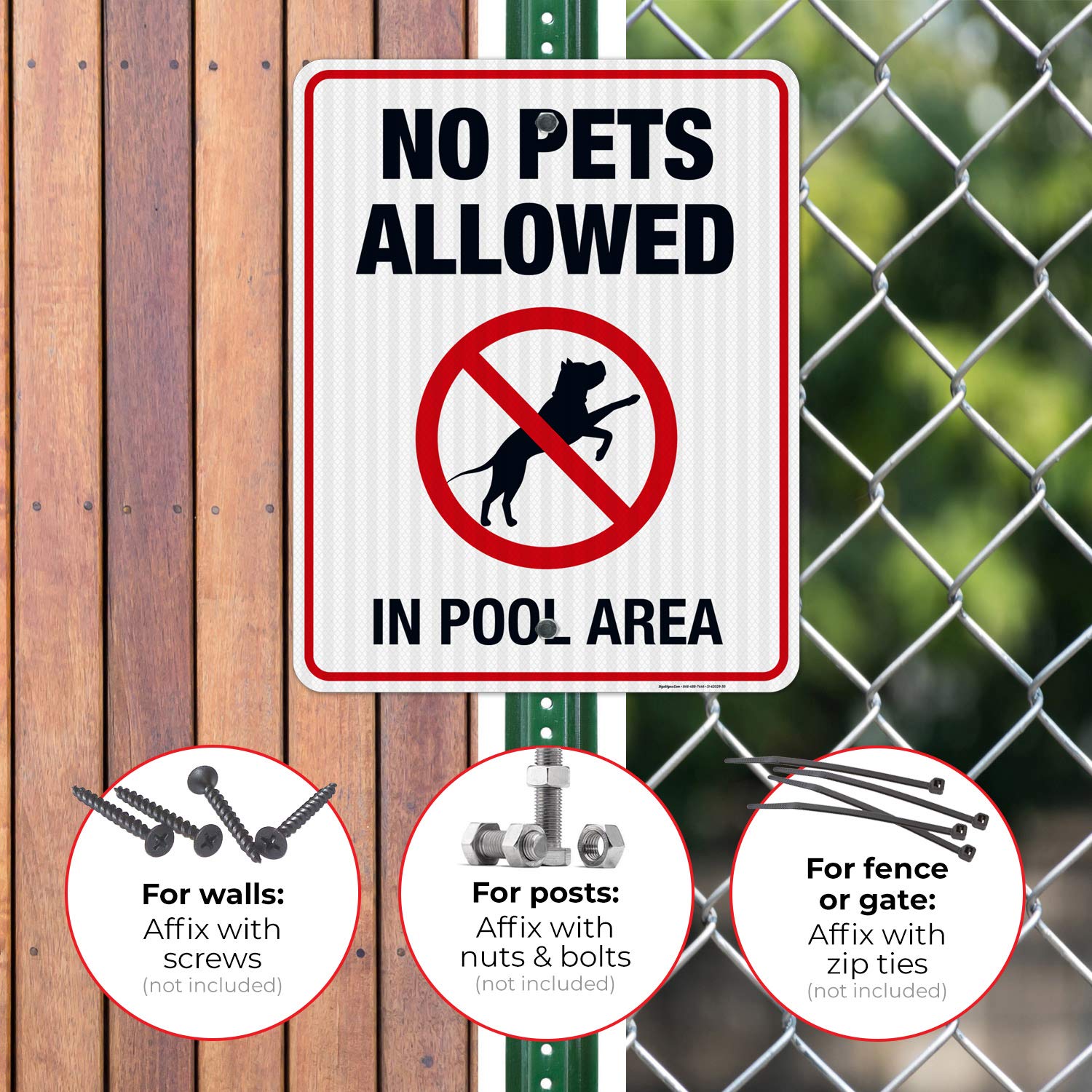 No Pets Allowed in Pool Area Sign - 24x30 Inch Reflective Aluminum Pool Sign with 3M EGP Coating | Durable .080 Aluminum, Fade Resistant for Indoor/Outdoor Use | Made in USA | Perfect for Community Pools, Hotels & Public Swimming Areas