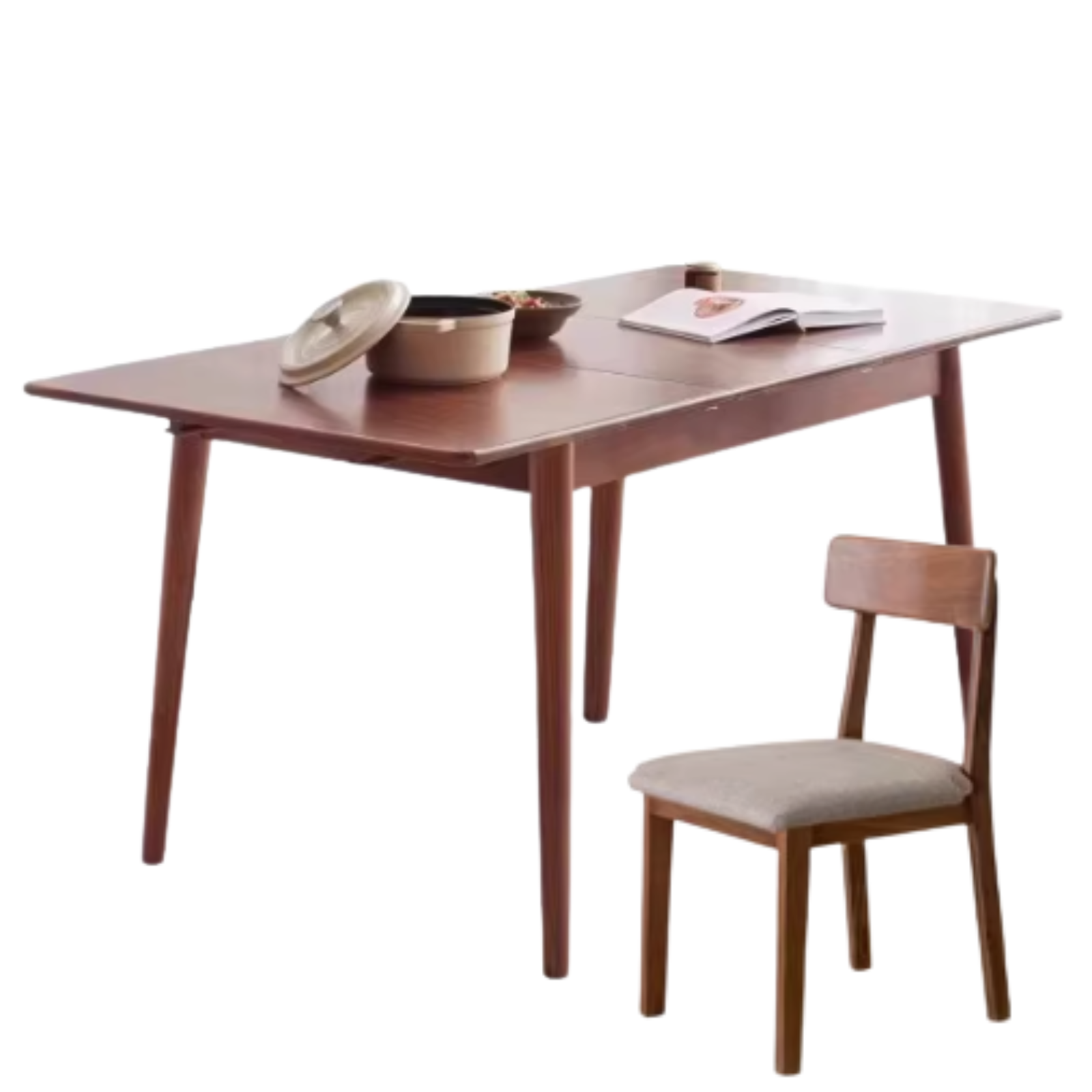 Solid Oak & Black Walnut Extendable Folding Dining Table - Expandable Wooden Table for Small Spaces, Dinner Parties & Family Gatherings