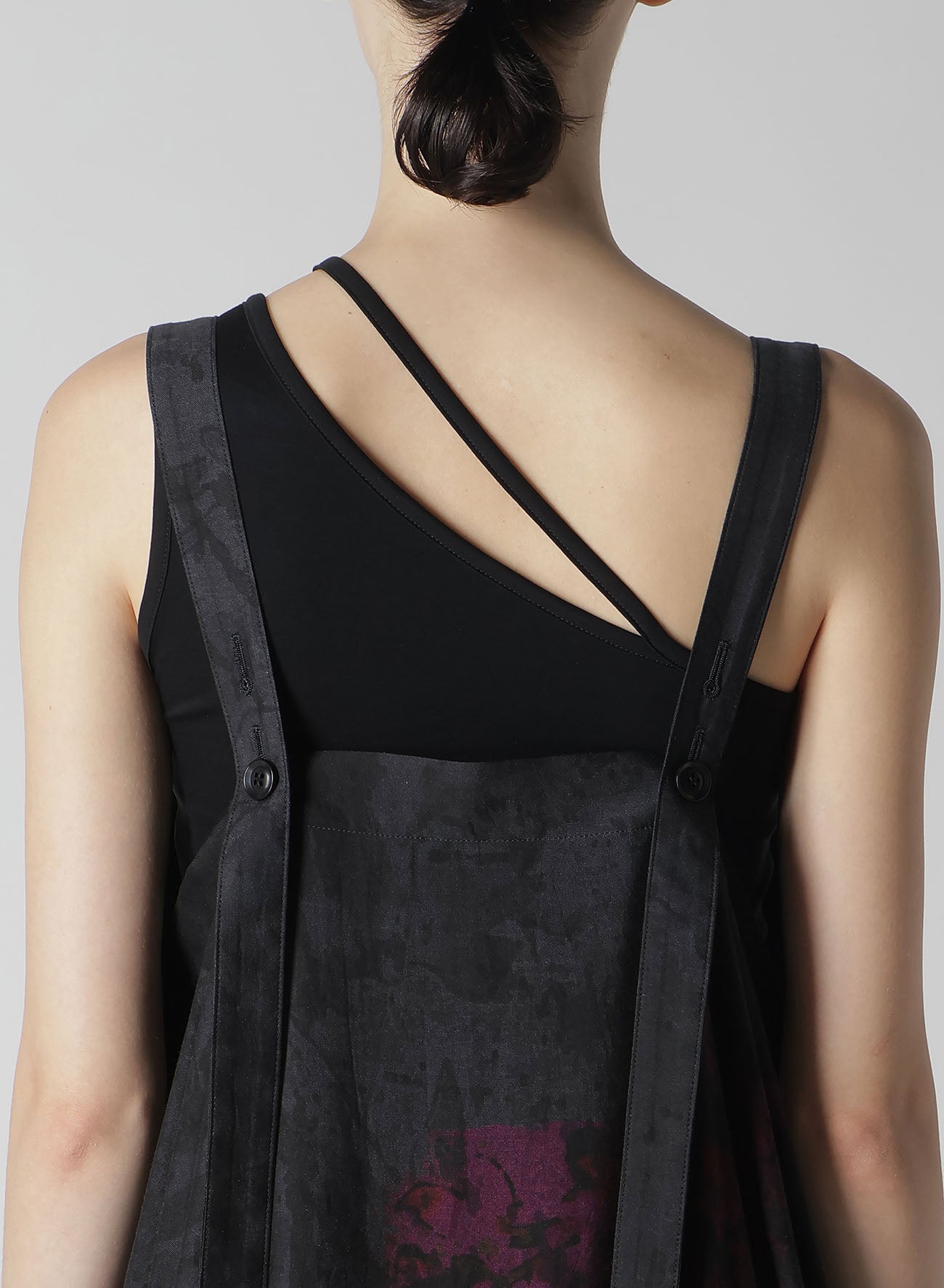 Cupro Dungaree Twill Floral & Asphalt Print Shoulder Strap Dress - Stylish Casual Wear for Women, Perfect for Summer Outings, Dates, and Office Attire