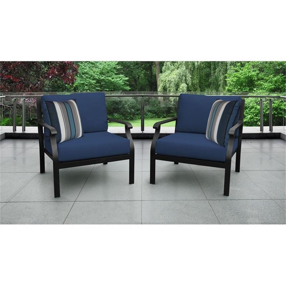 TK Classics Kathy Ireland Madison Ave. 2-Piece Aluminum Patio Furniture Set in Navy - Outdoor Dining Set for Garden, Poolside & Backyard Relaxation