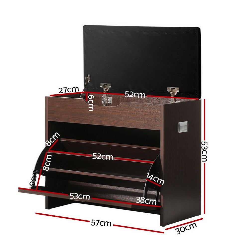 Artiss Wooden Shoe Cabinet Bench - 15 Pair Shoe Storage Organizer with Seat, Entryway Shoe Rack for Hallway, Bedroom & Closet Organization - Perfect for Small Spaces & Home Decor