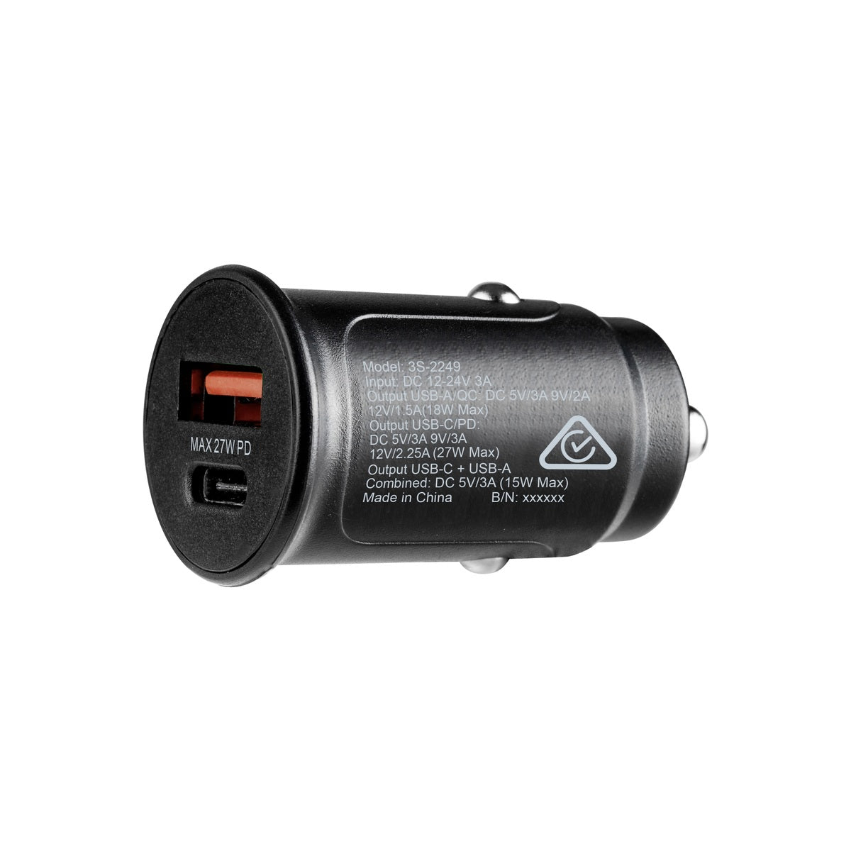 3sixT 20W Fast Car Charger with USB C to Lightning Cable - Black | Quick Charge for iPhone in Car, Travel & Commute