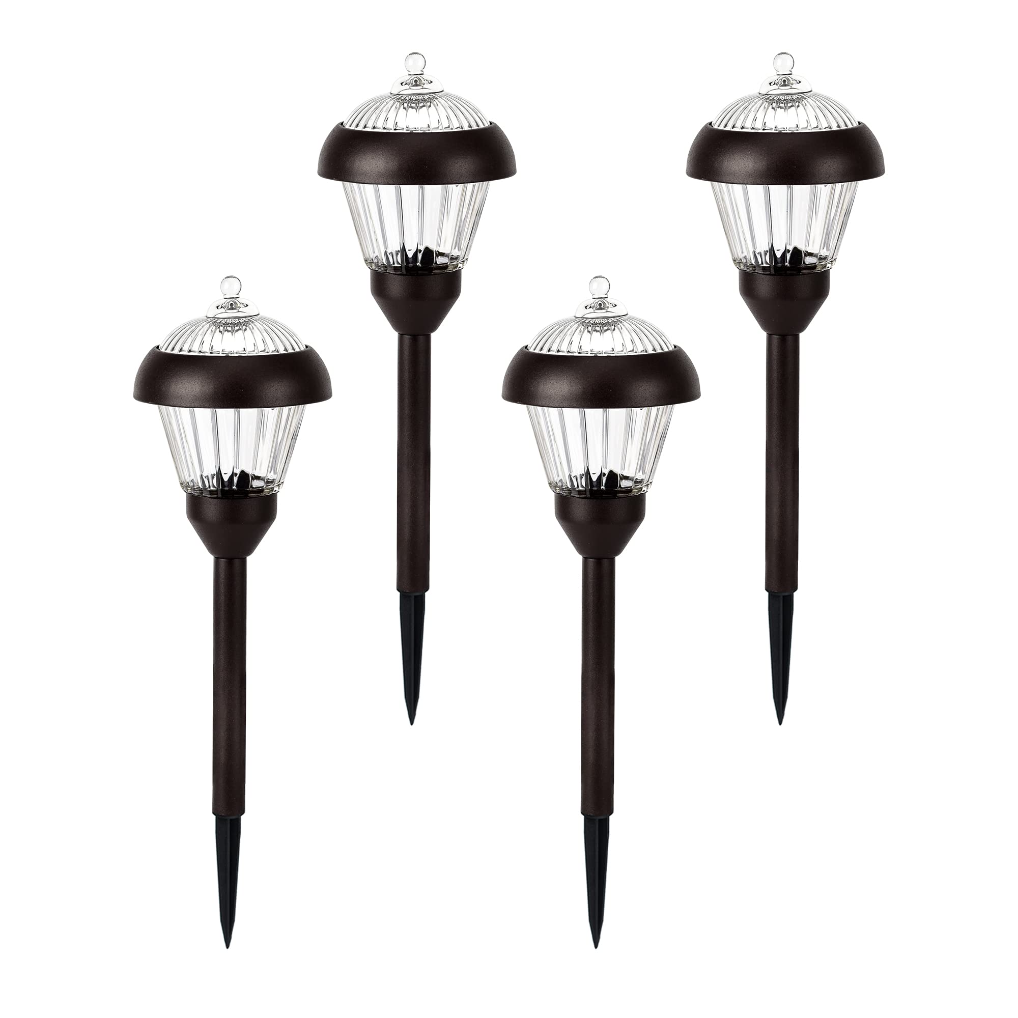 SOLPEX 4 Pack Solar Pathway Lights - 2 Bright LED, High Lumen, Waterproof IP65, Metal Solar Garden Lights with Auto On/Off - Perfect for Walkway, Driveway, Yard, and Outdoor Landscape Lighting