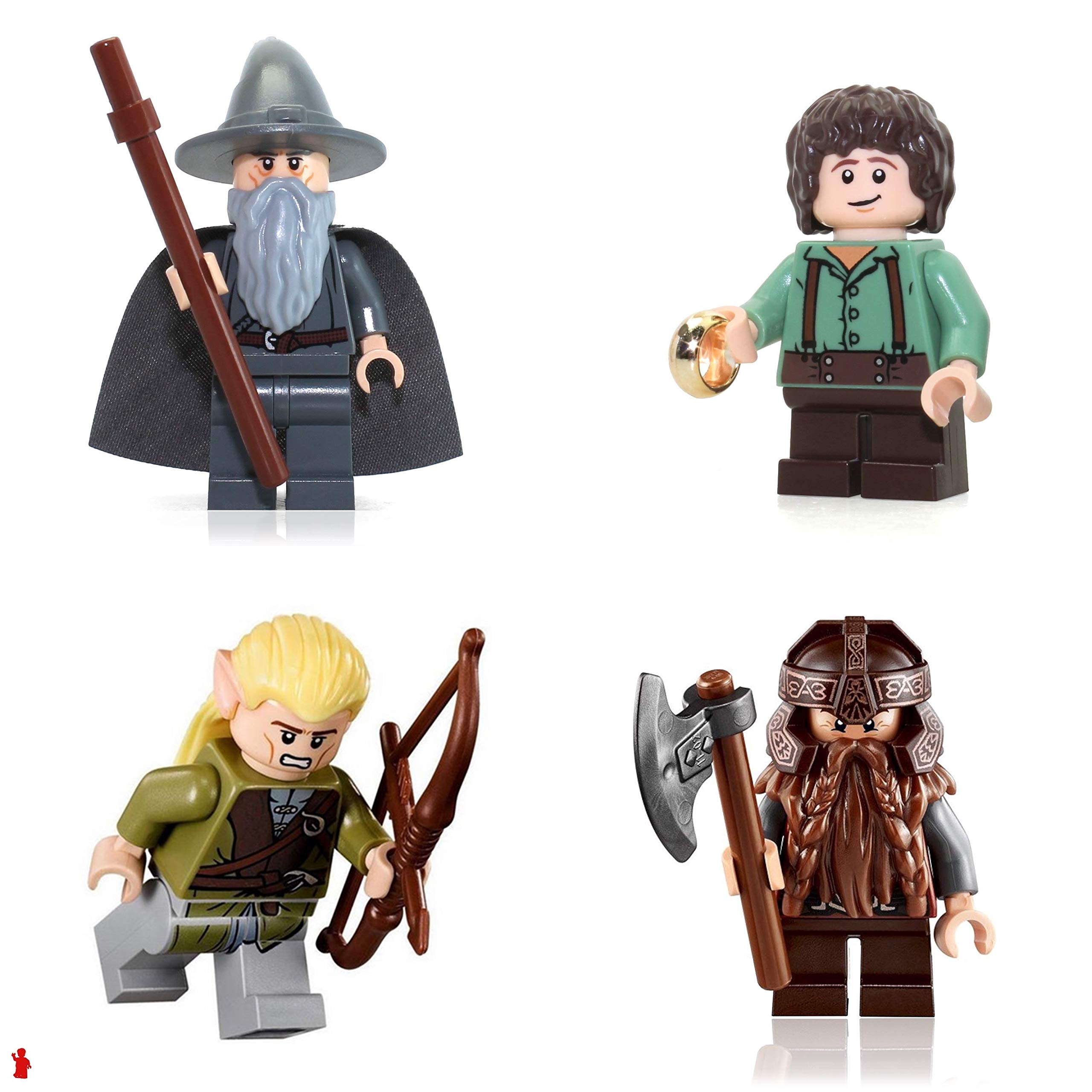 LEGO The Lord of The Rings Minifigure Set - Gandalf, Legolas, Gimli & Frodo with The One Ring | Collectible Building Toys for Fans & Gift for Movie Lovers