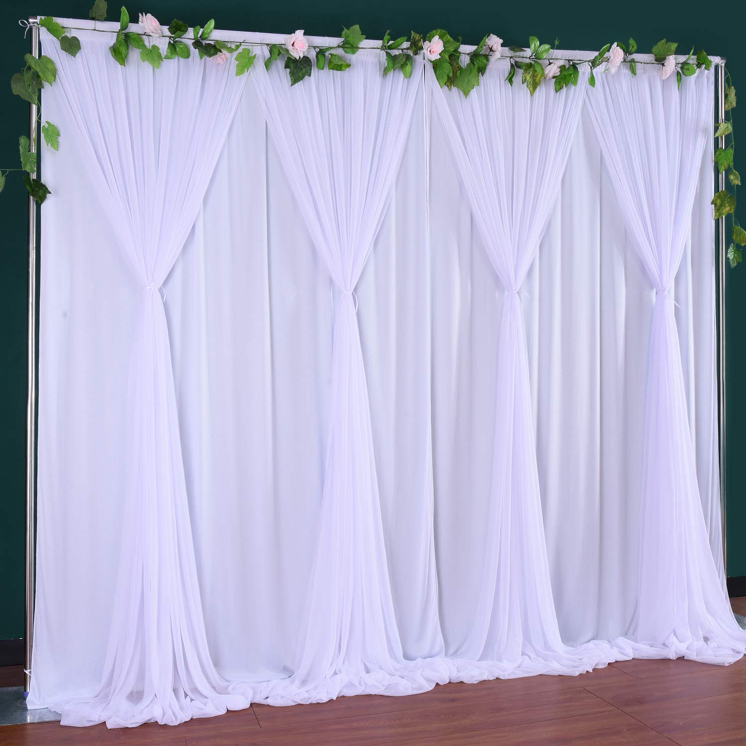 10 ft x 7 ft White Tulle Backdrop Curtain - Perfect for Wedding Decor, Baby Shower, Birthday Party & Photography Backdrop - Elegant Drape for Bridal Stage, Video Shoot & Event Decorations - Great for Indoor/Outdoor Celebrations