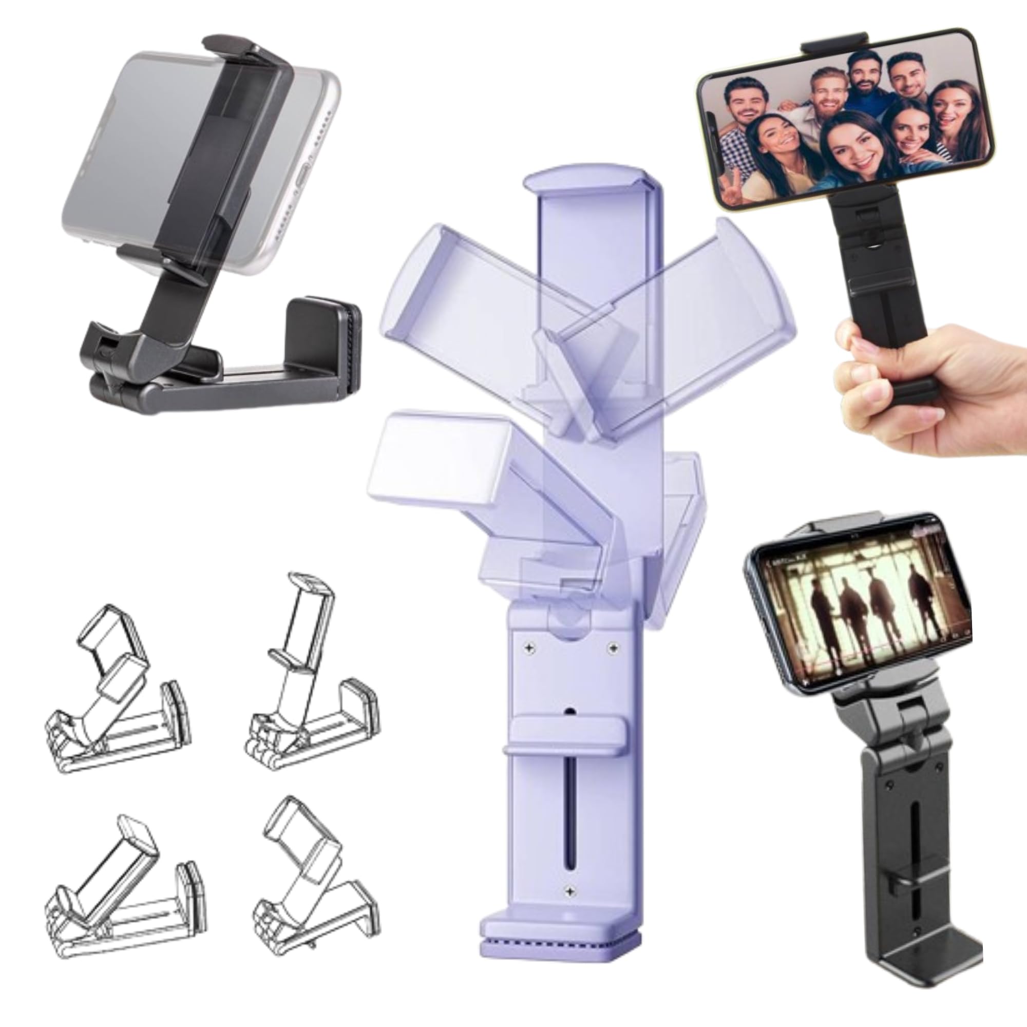 360° Rotating Universal Airplane Phone Holder with Tray Table Cover - 3-Piece Travel Accessory Set with Side Pockets & Clip-On Carry Bag | Perfect for In-Flight Entertainment & Business Travel Essentials