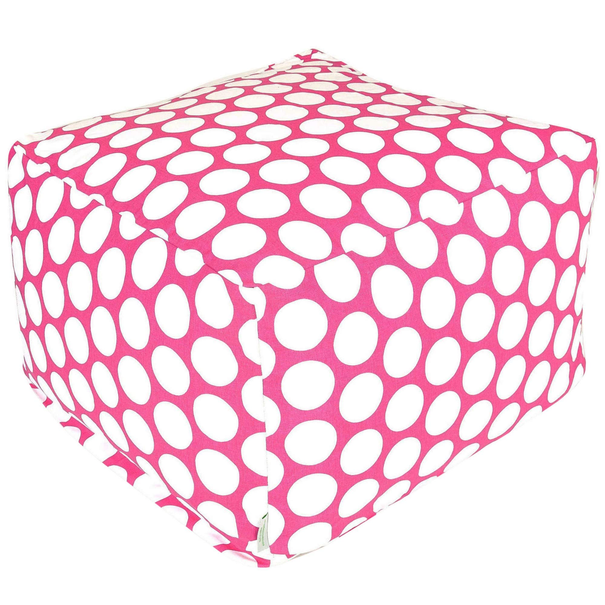 Majestic Home Goods Large Hot Pink Polka Dot Ottoman - Extra Large Footstool, Pouf, or Accent Chair for Living Room, Bedroom, or Nursery Decor